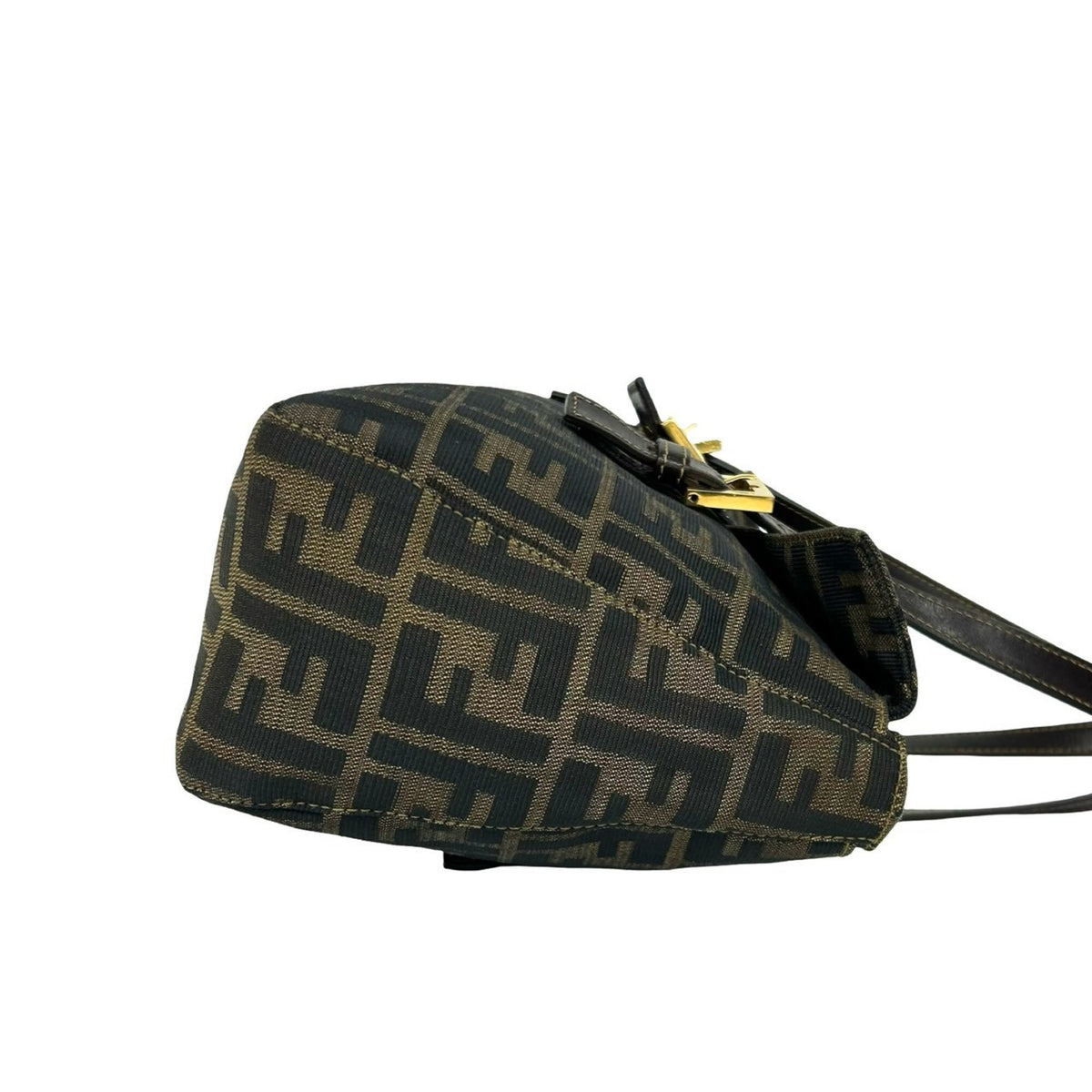 Fendi Black Brown Canvas Leather Handbag Tote Bag (Pre-Owned)