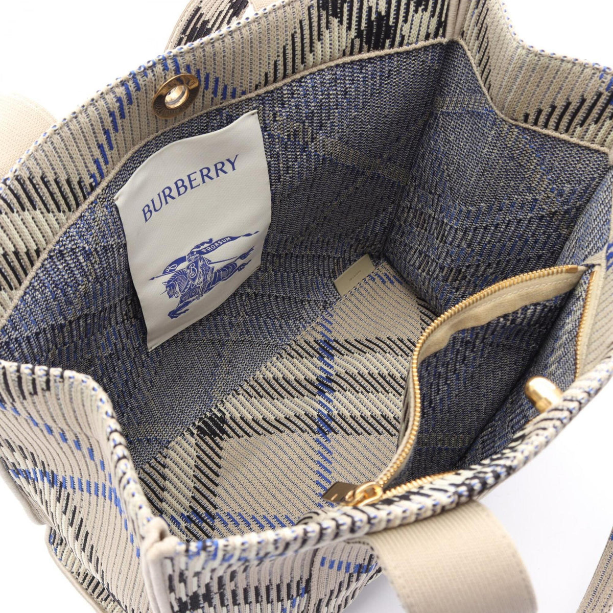 Burberry Gray Multi-Color Fabric Handbag Tote Bag (Pre-Owned)