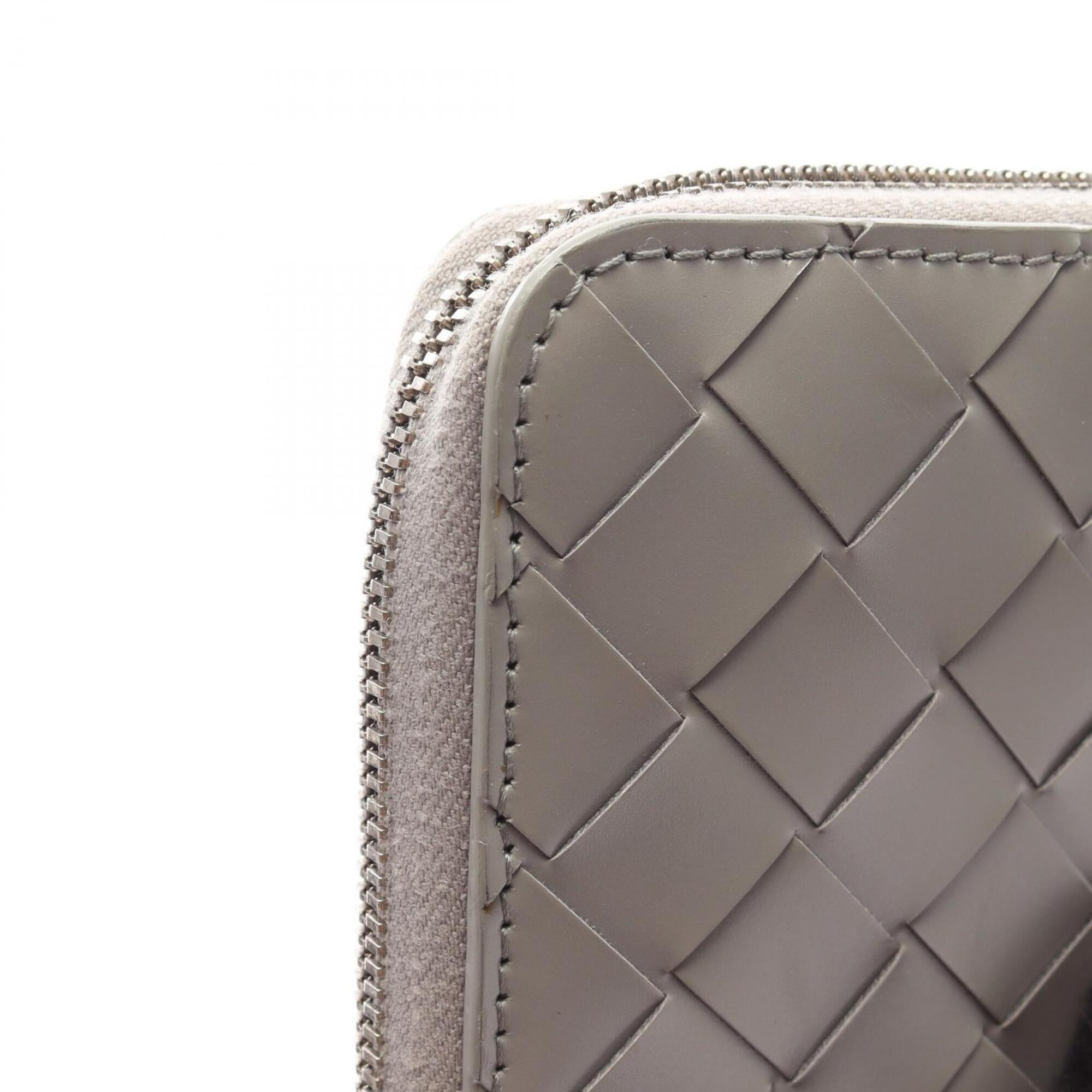 Bottega Veneta Gray Intrecciato Long Wallet (Bi-Fold) (Pre-Owned)