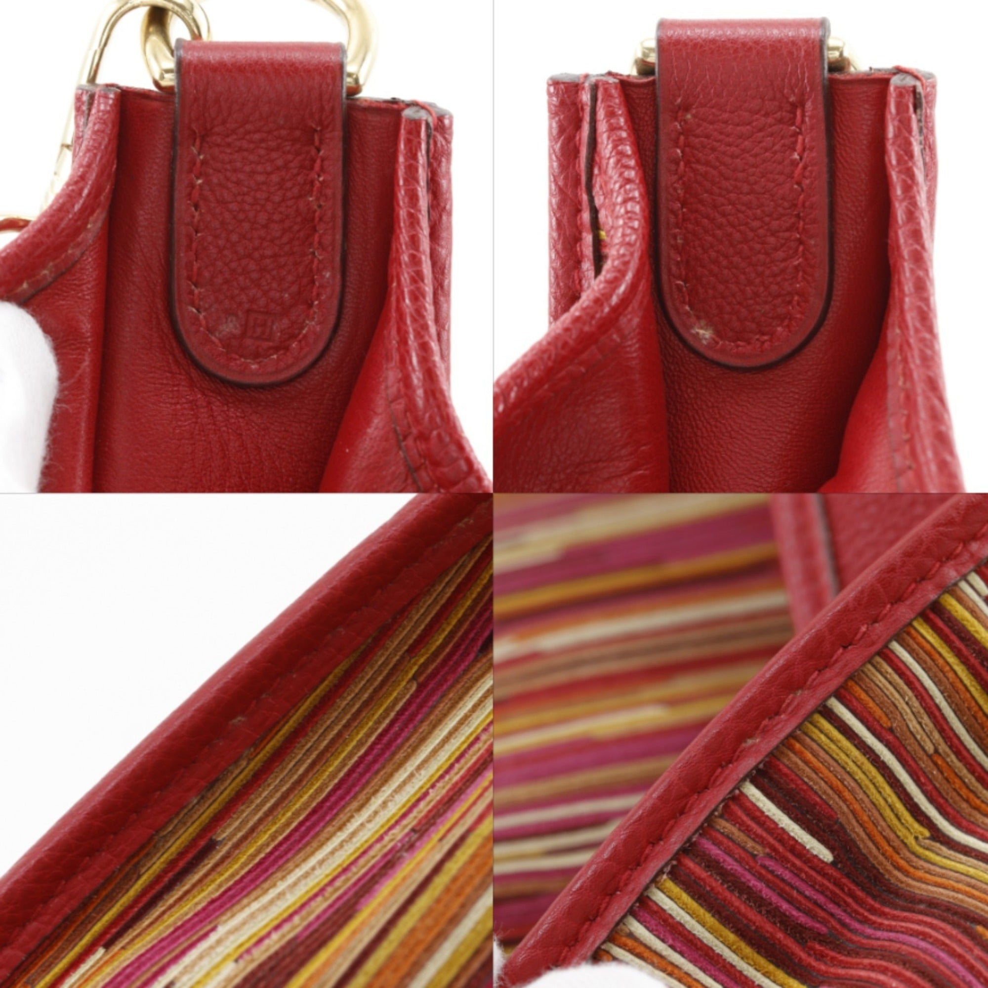 Hermes Evelyne Red Color Vibrato Leather Shoulder Bag (Pre-Owned)