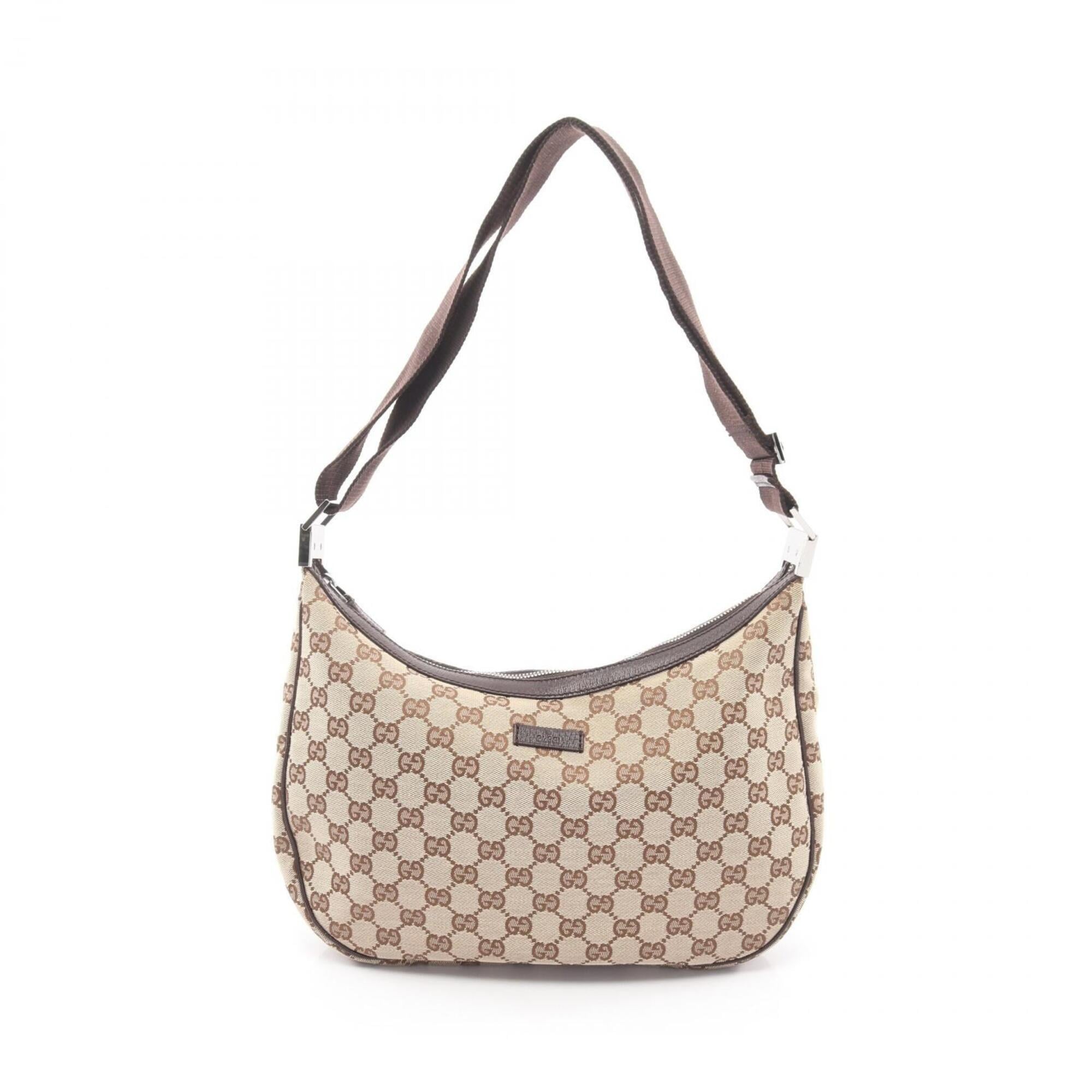 Gucci Beige Brown Canvas Leather Handbag Shoulder Bag (Pre-Owned)