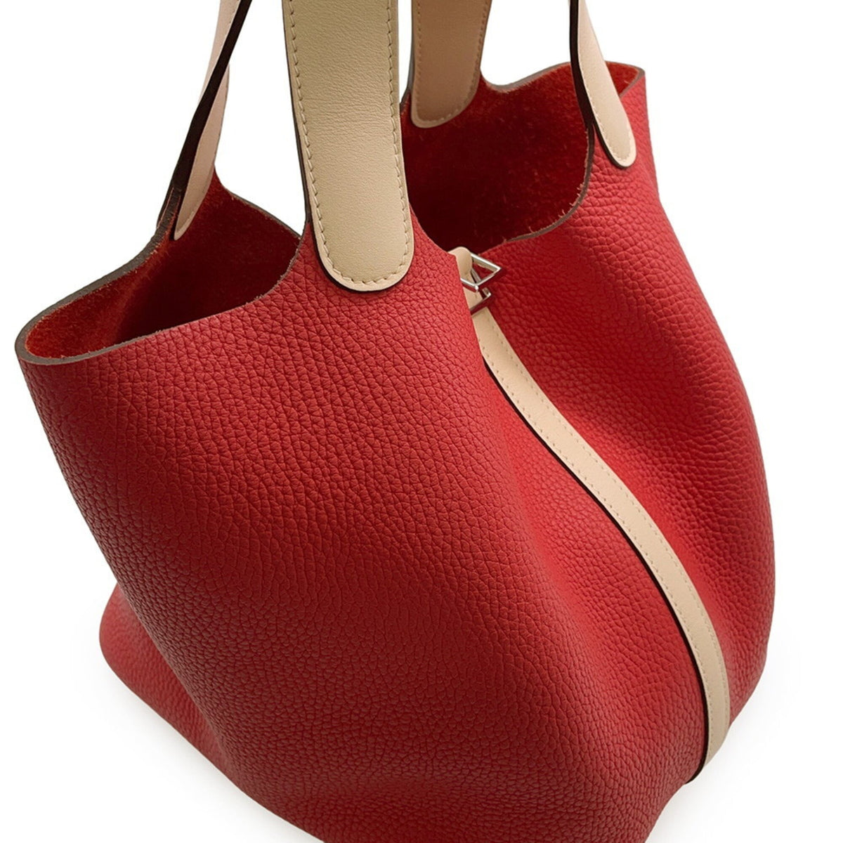 Hermes Red Color Rose Eglantine Taurillon Clemence Leather Swift Leather Handbag (Pre-Owned)