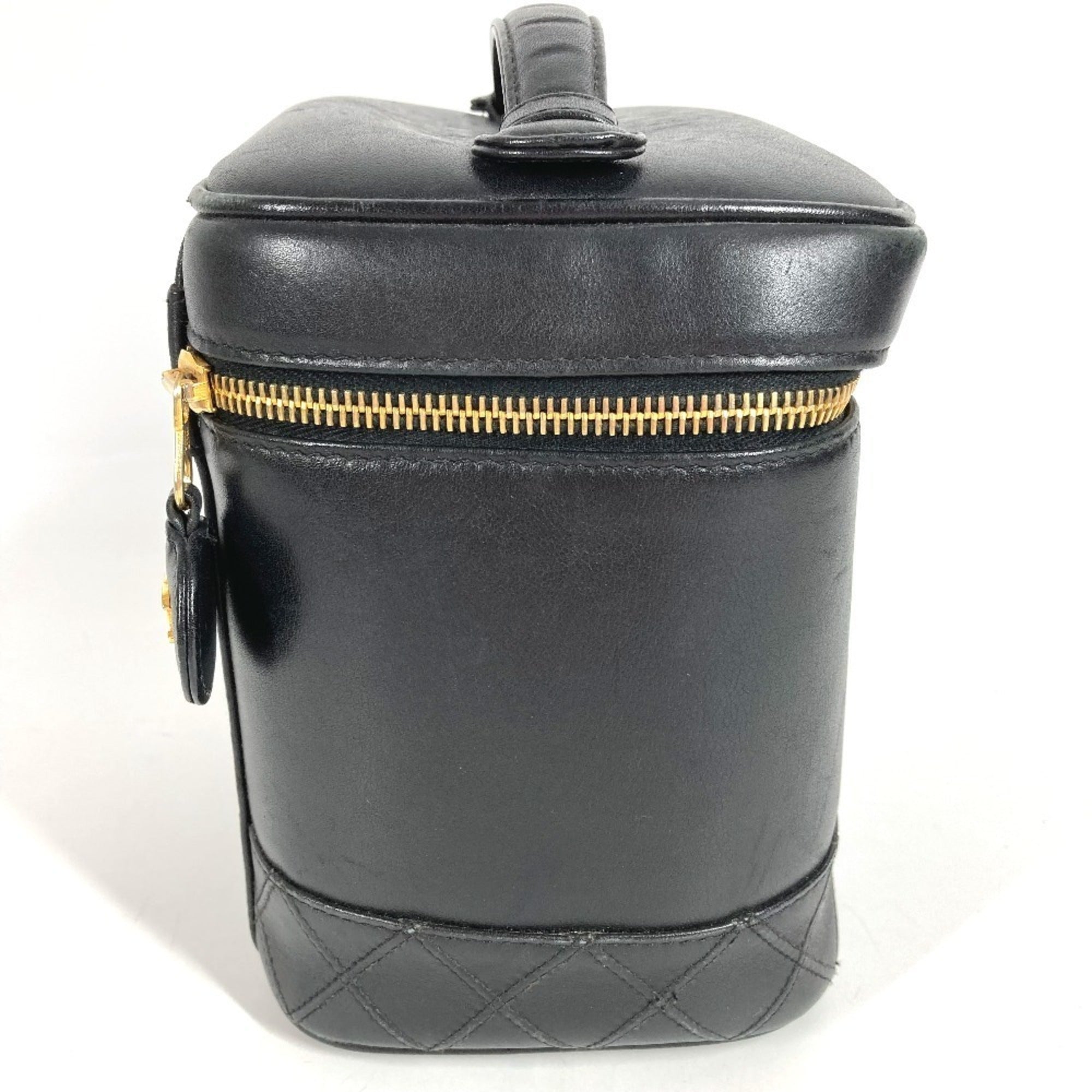 Chanel Black Leather Handbag Pouch Vanity Bag (Pre-Owned)