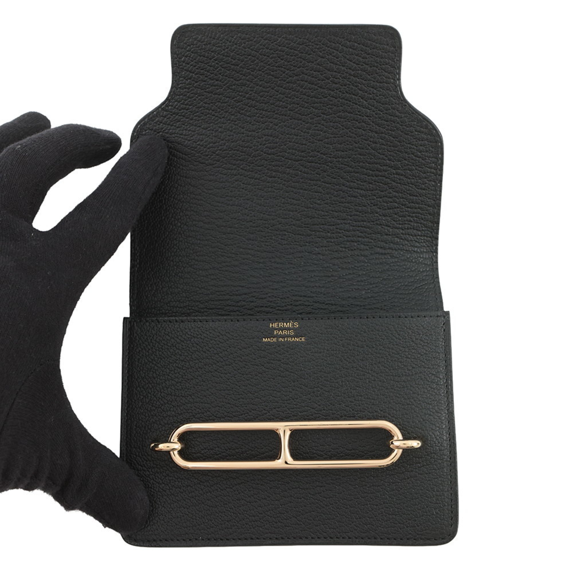 Hermes Black Chevre Myzore Leather Coin Purse/Coin Case (Pre-Owned)