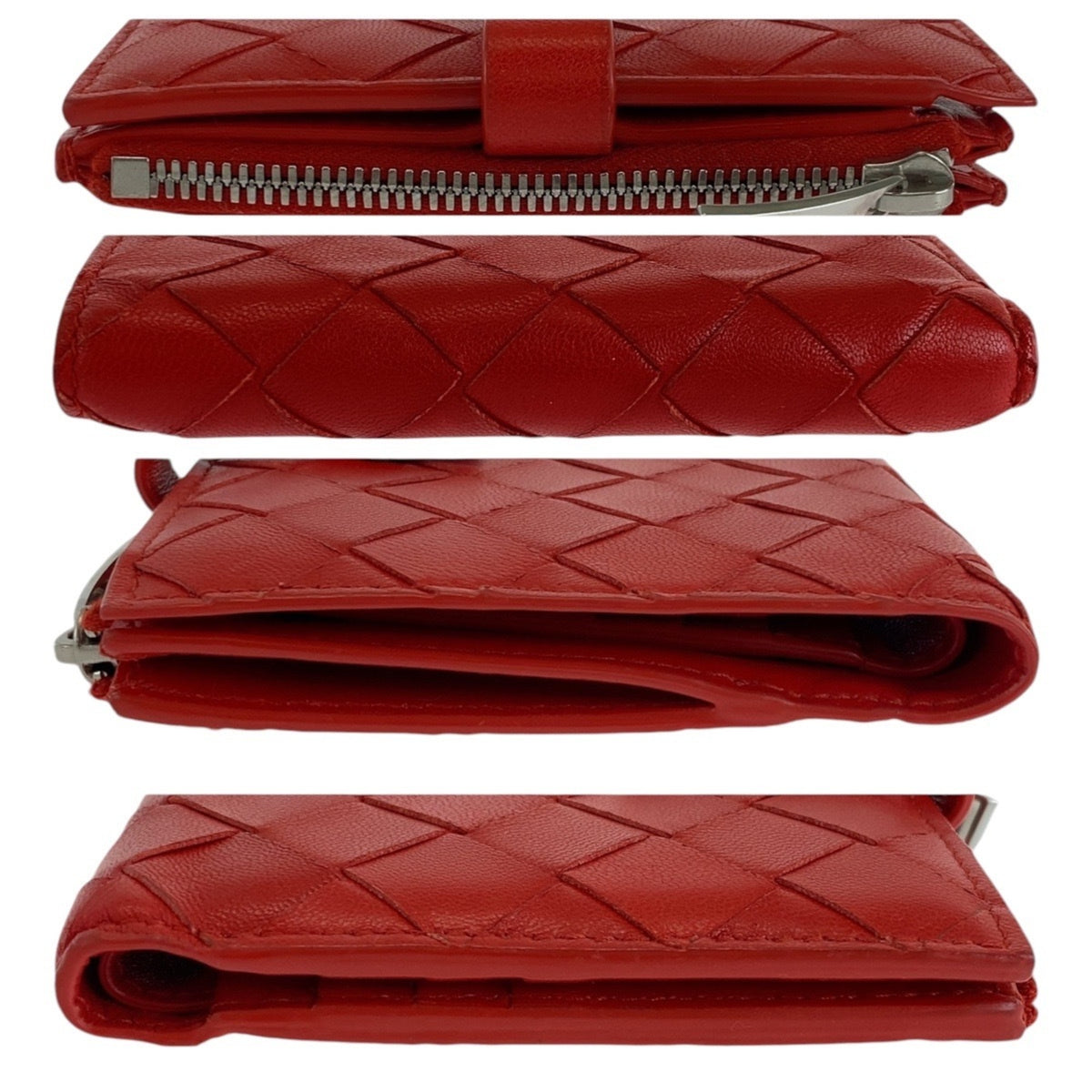 Bottega Veneta Red Color Leather Wallet (Bi-Fold) (Pre-Owned)