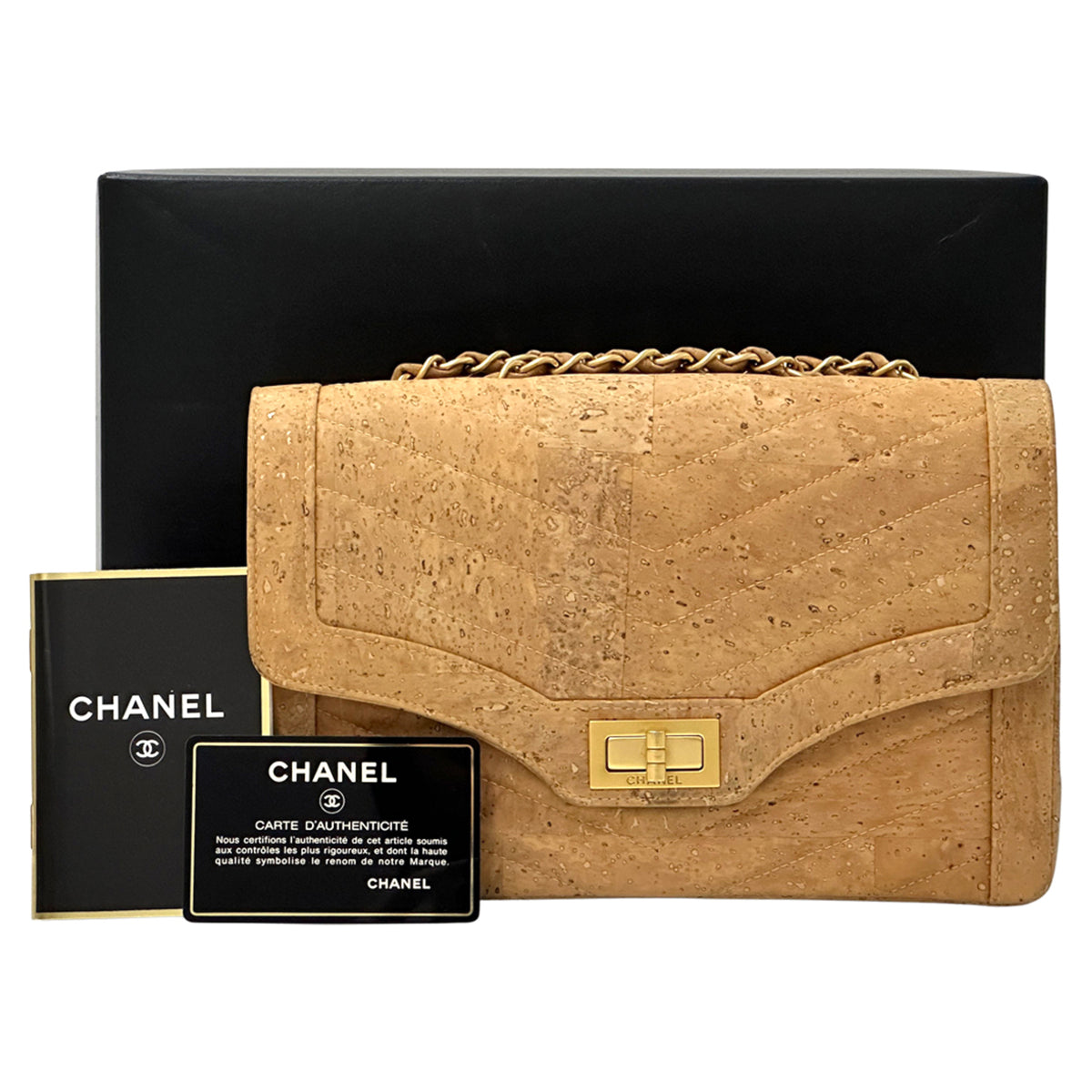 Chanel Beige Gold Leather Handbag Shoulder Bag (Pre-Owned)