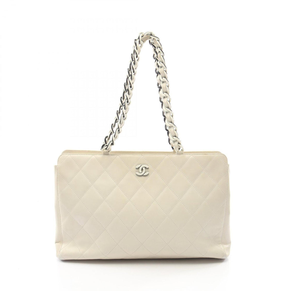 Chanel White Leather Handbag Tote Bag (Pre-Owned)