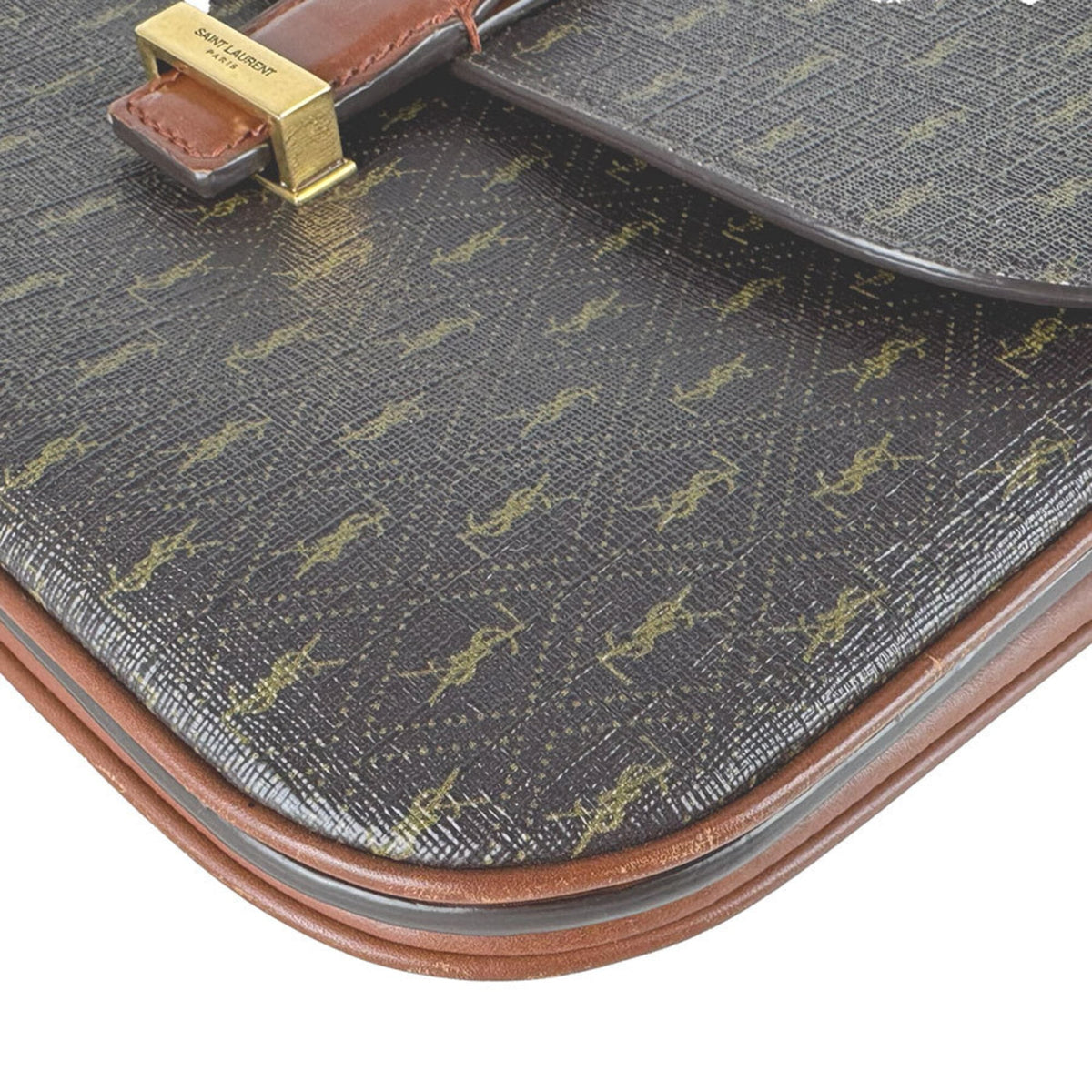 Saint Laurent Brown Coated Canvas Shoulder Bag (Pre-Owned)