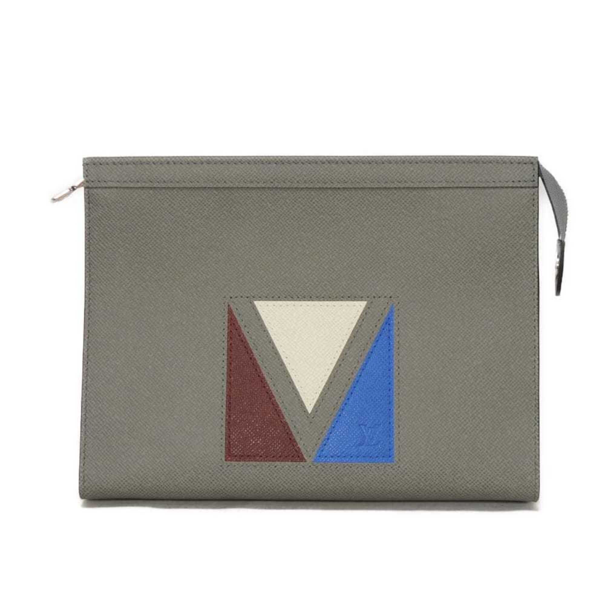 Louis Vuitton Glacier Gray Taiga Leather Clutch Bag Pochette (Pre-Owned)