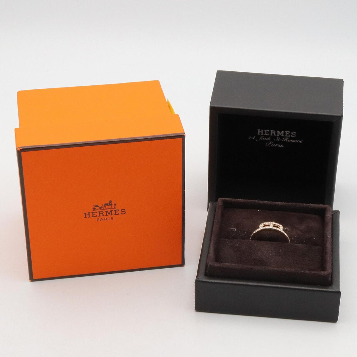 Hermes Gold Clear Pink Gold (18K) Band Ring (Pre-Owned)