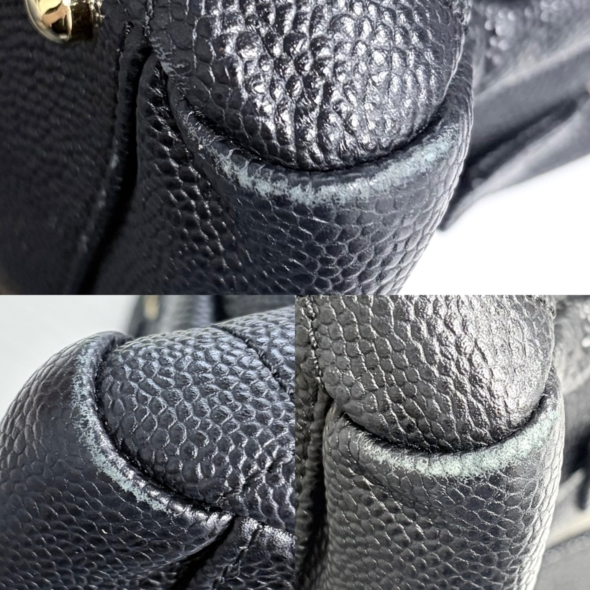 Chanel Black White Grained Calfskin Handbag (Pre-Owned)