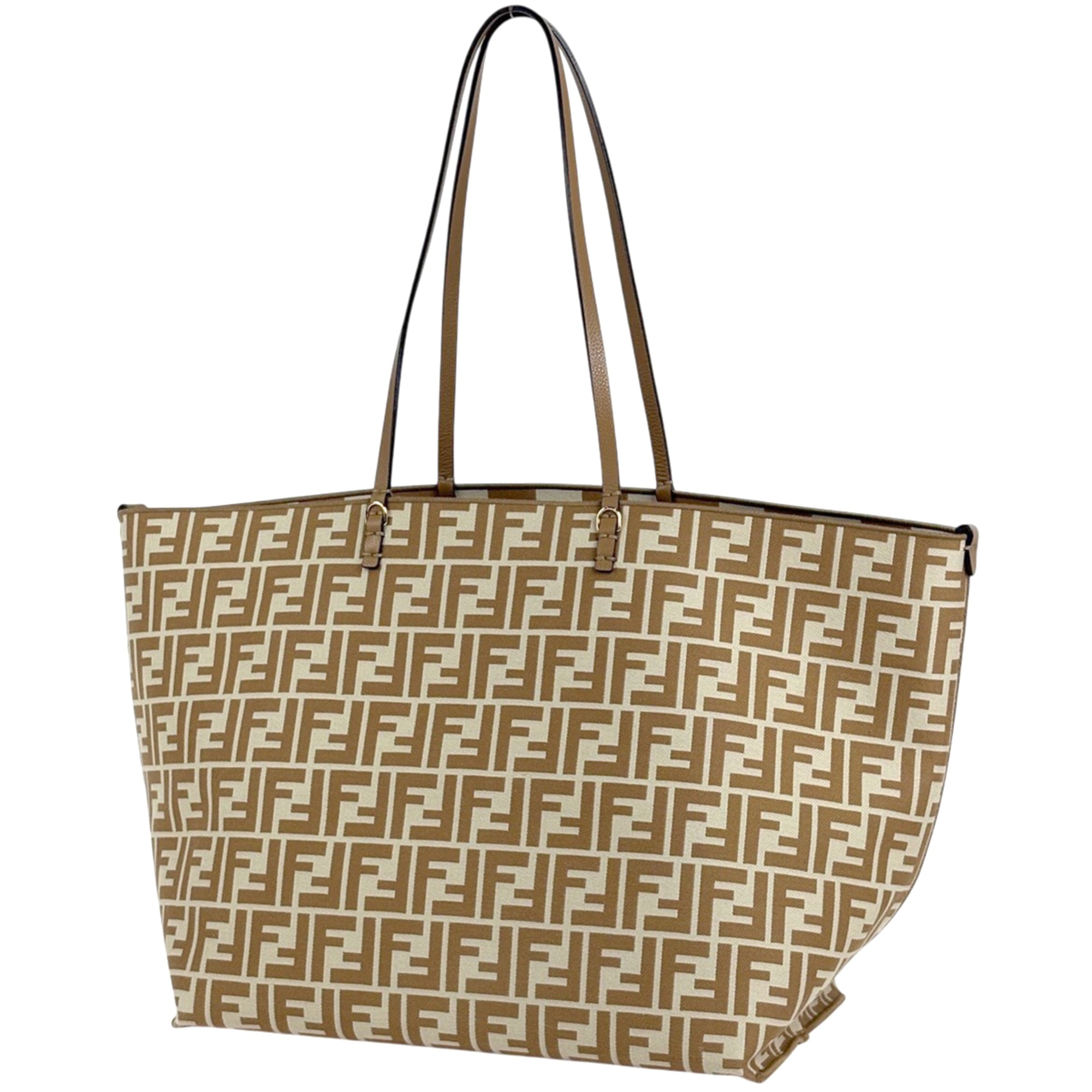 Fendi Beige Canvas Leather Tote Bag (Pre-Owned)