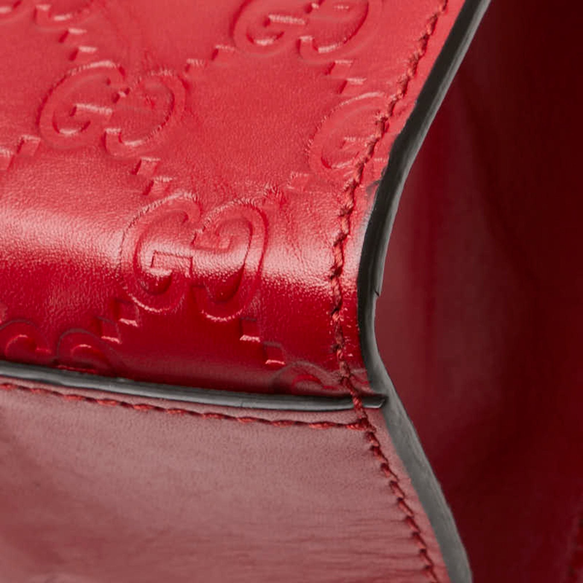 Gucci Padlock Red Color Leather Shoulder Bag (Pre-Owned)