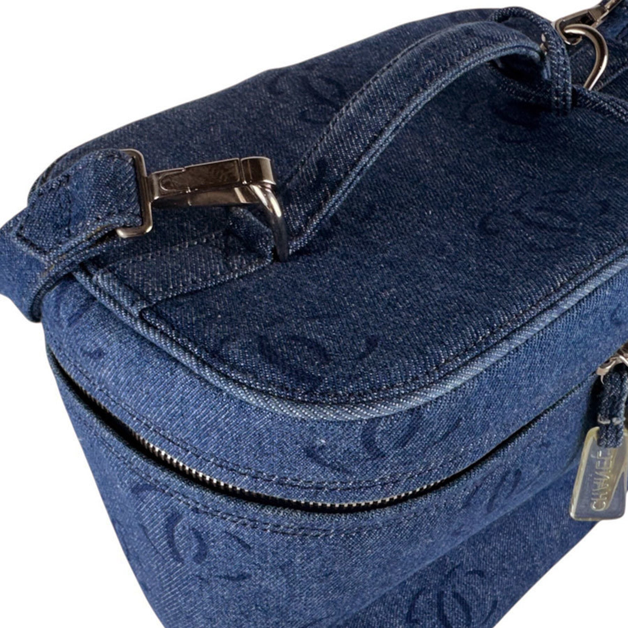 Chanel Blue Denim Shoulder Bag Vanity Bag (Pre-Owned)