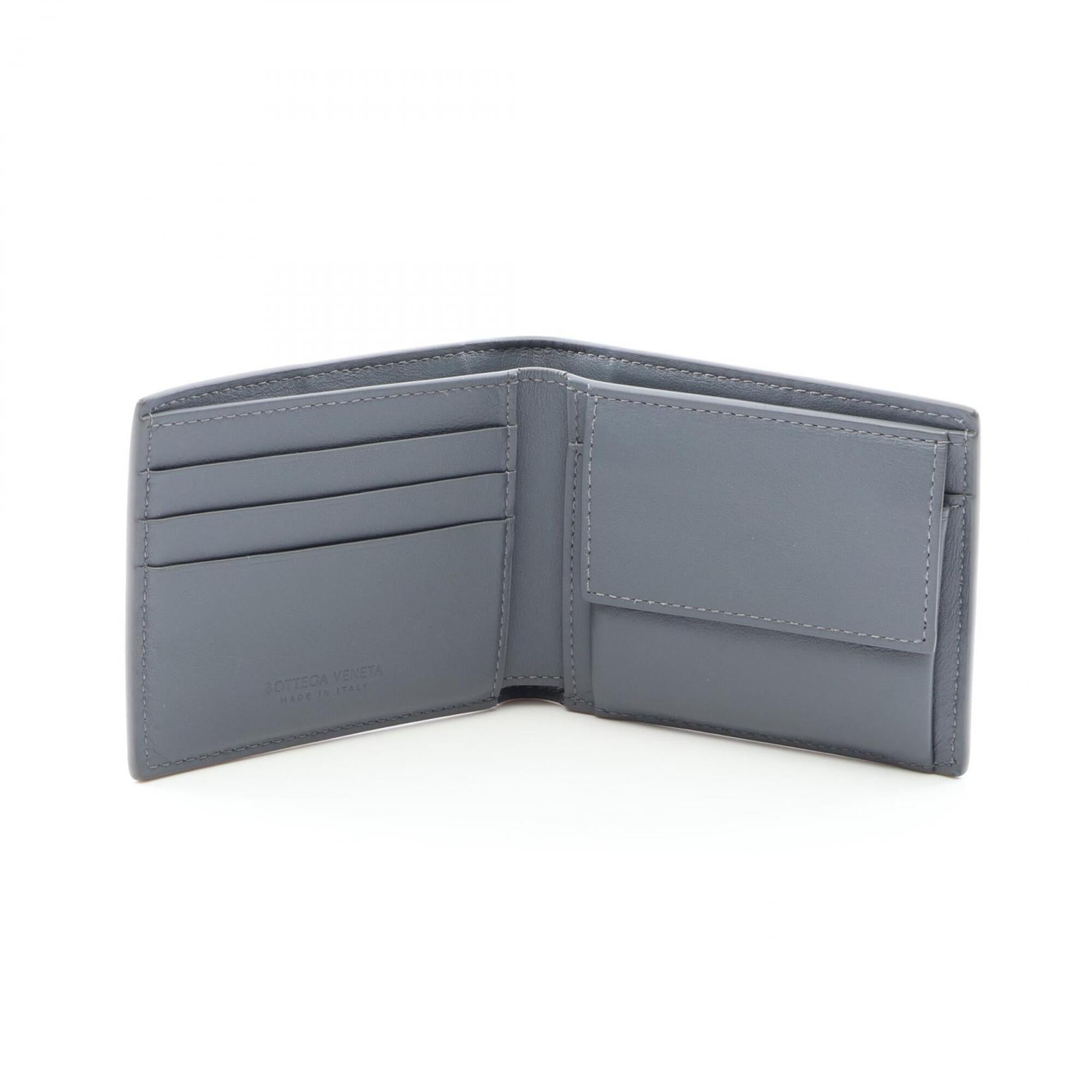 Bottega Veneta Gray Leather Wallet (Bi-Fold) (Pre-Owned)