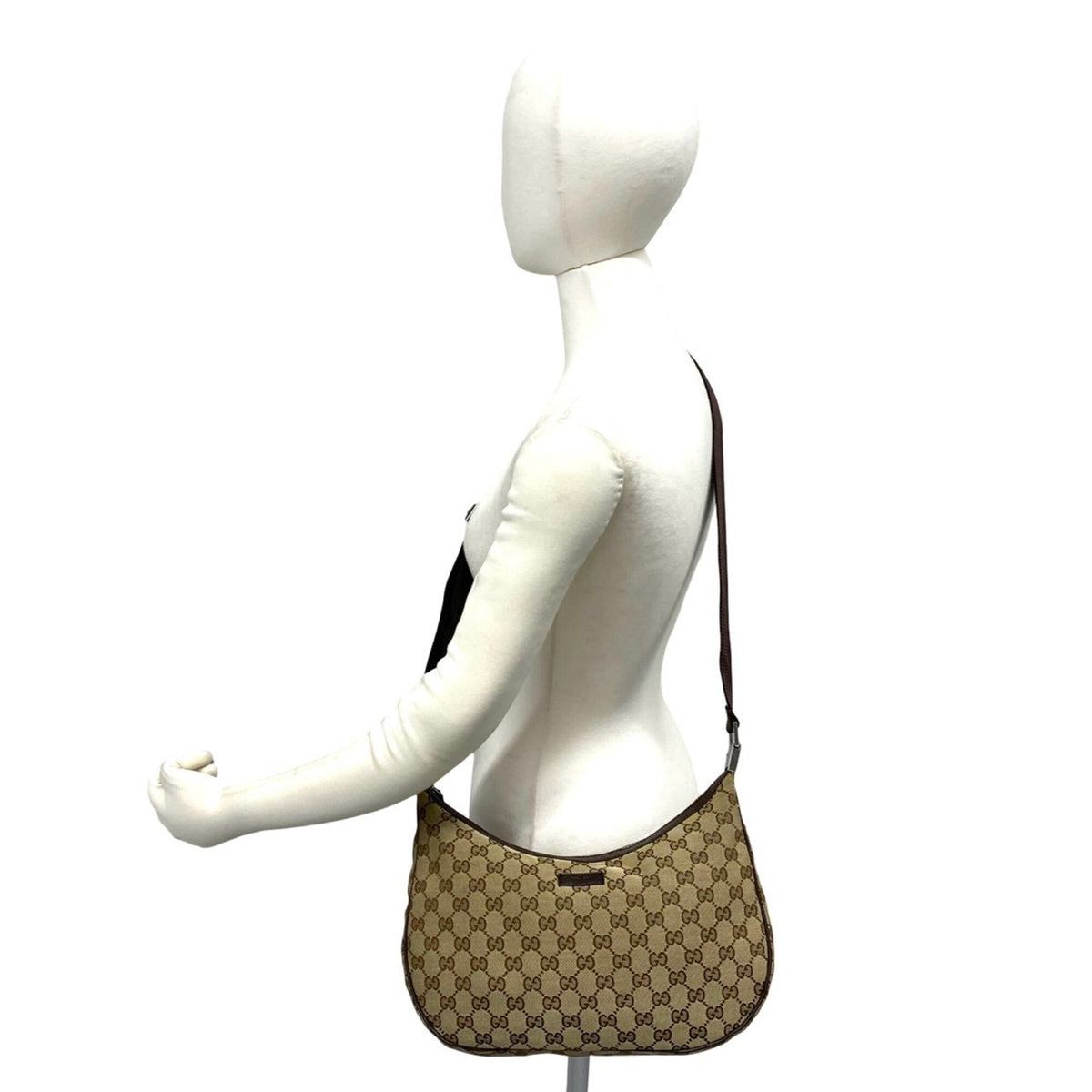 Gucci Brown Canvas Leather Pochette Shoulder Bag (Pre-Owned)