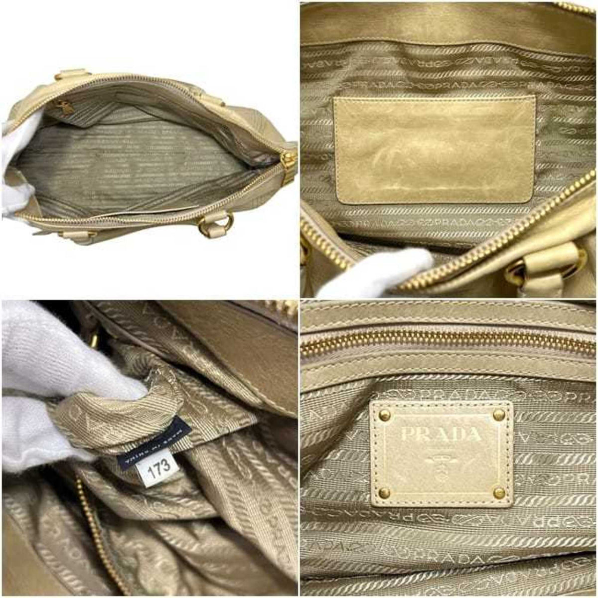 Prada Beige Yellow Leather Tote Bag (Pre-Owned)