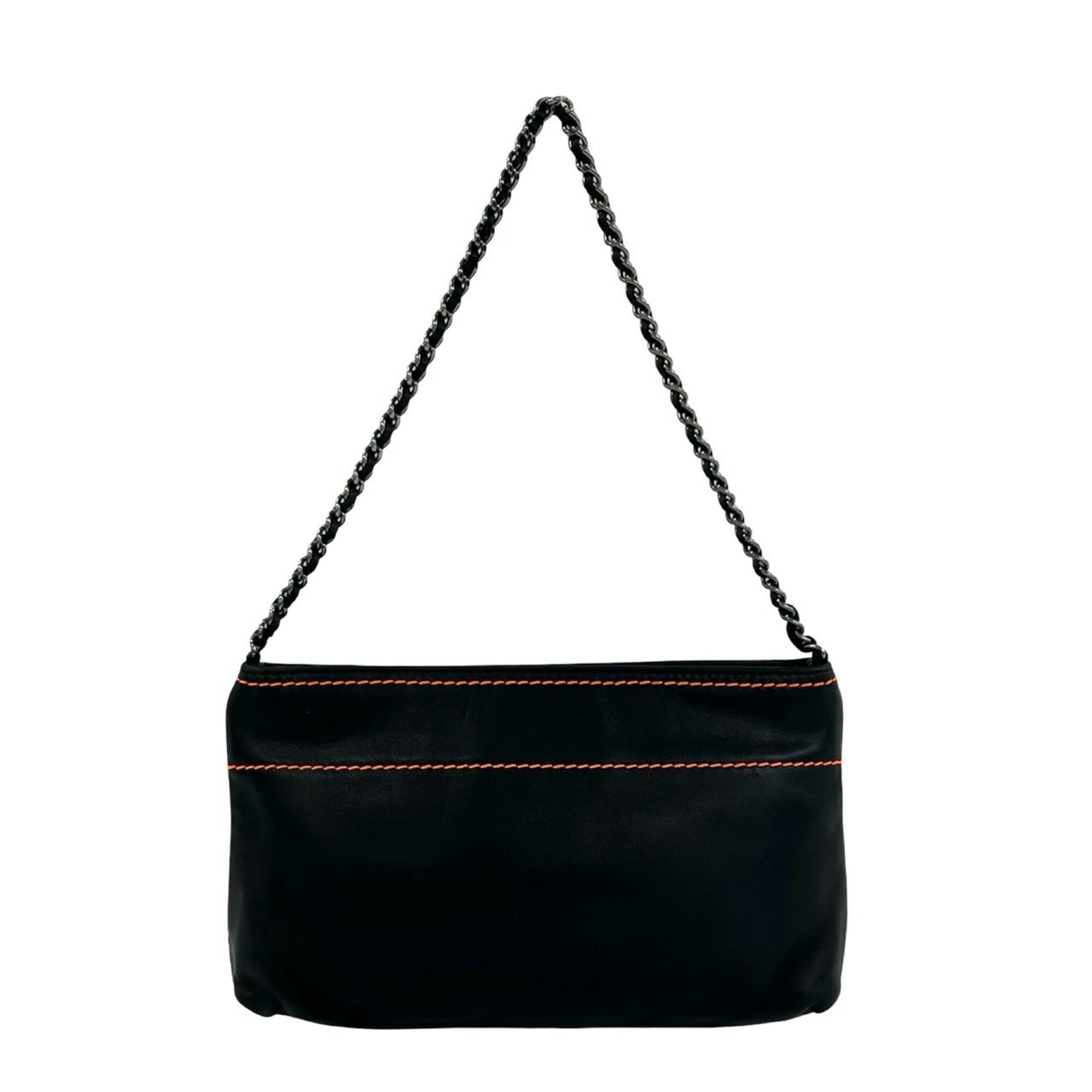 Chanel Black Leather Handbag Shoulder Bag (Pre-Owned)
