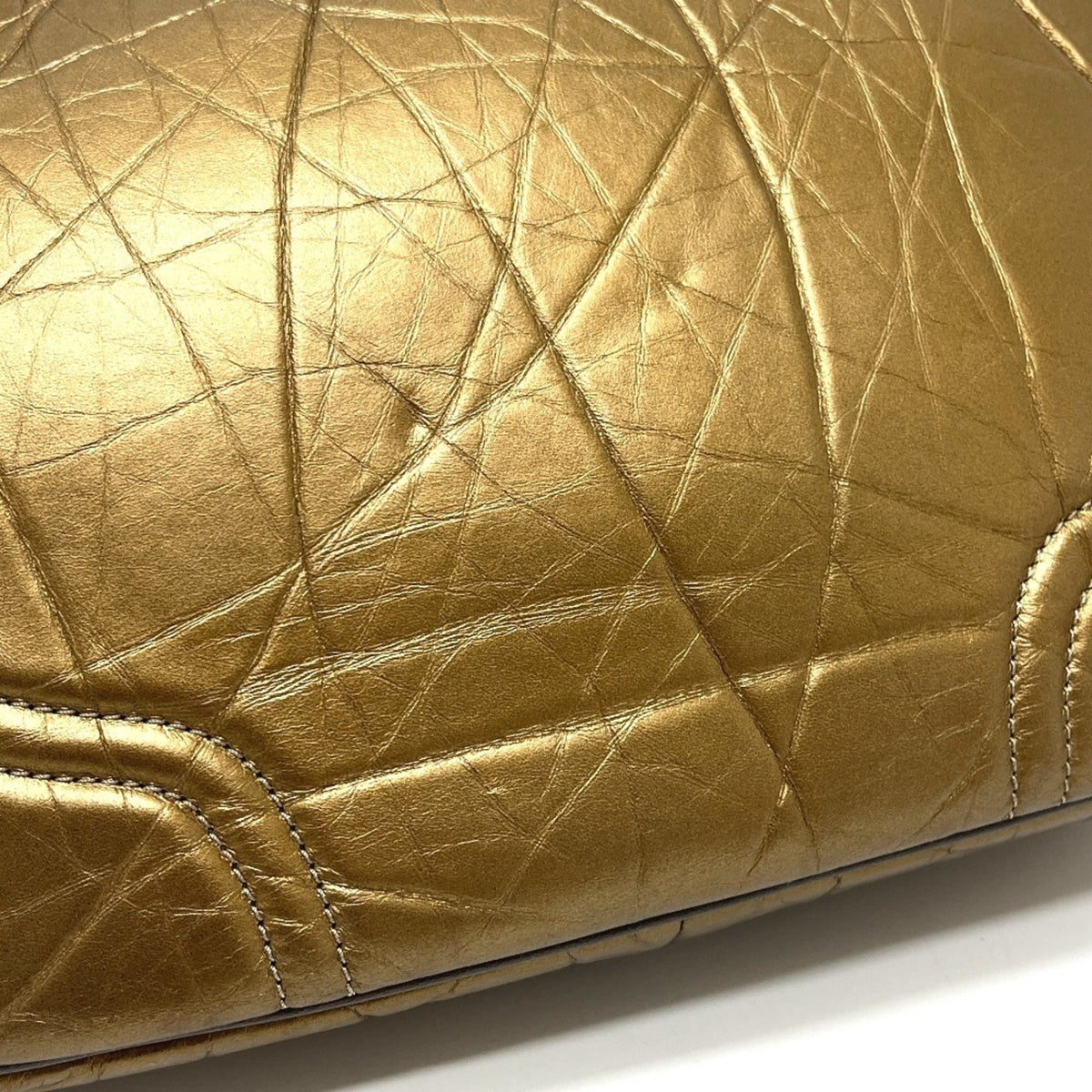 Longchamp Bronze Leather Nylon Handbag Shoulder Bag Tote Bag (Pre-Owned)