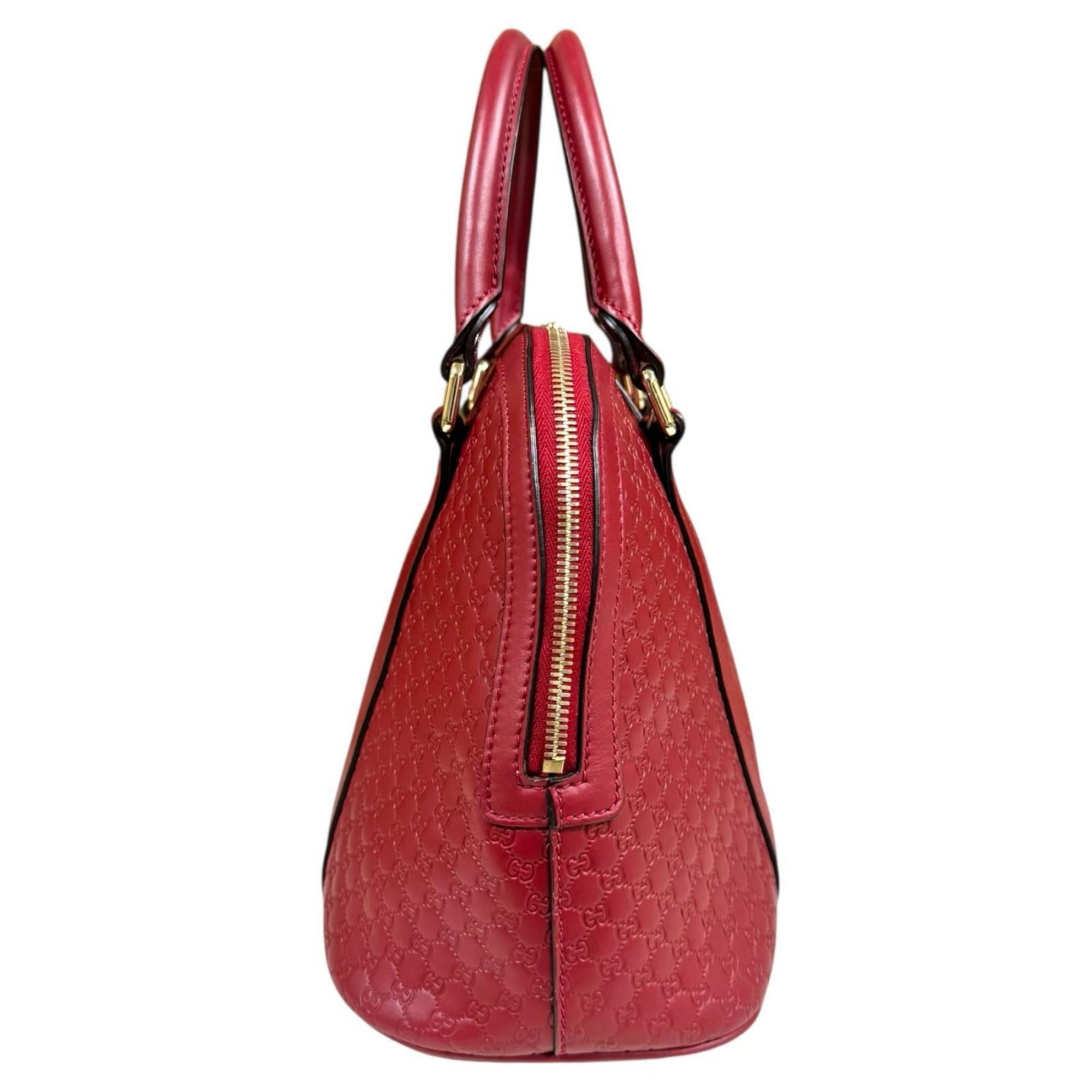 Gucci Red Color Leather Handbag Shoulder Bag (Pre-Owned)