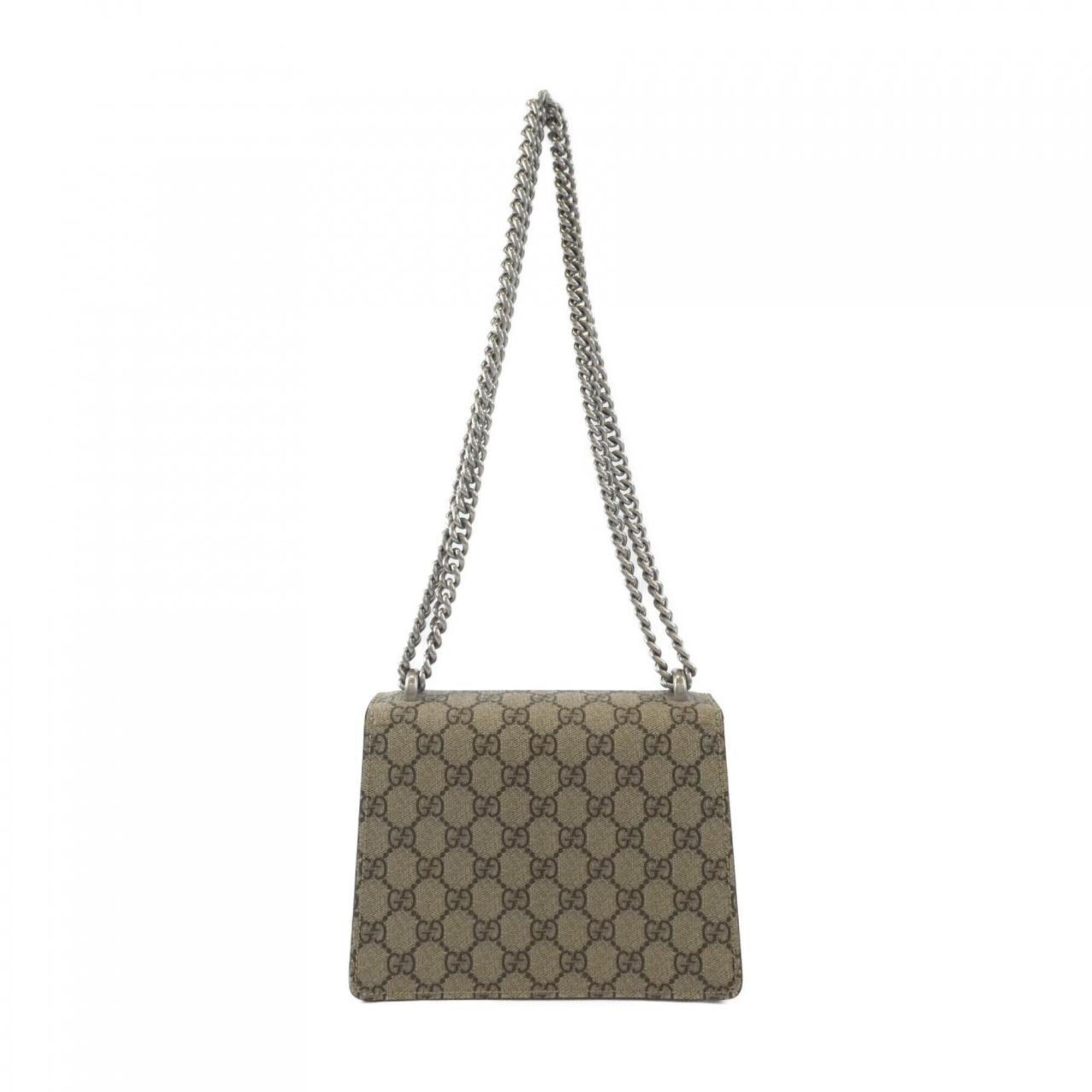 Gucci Beige Suede Gg Supreme Canvas Shoulder Bag (Pre-Owned)