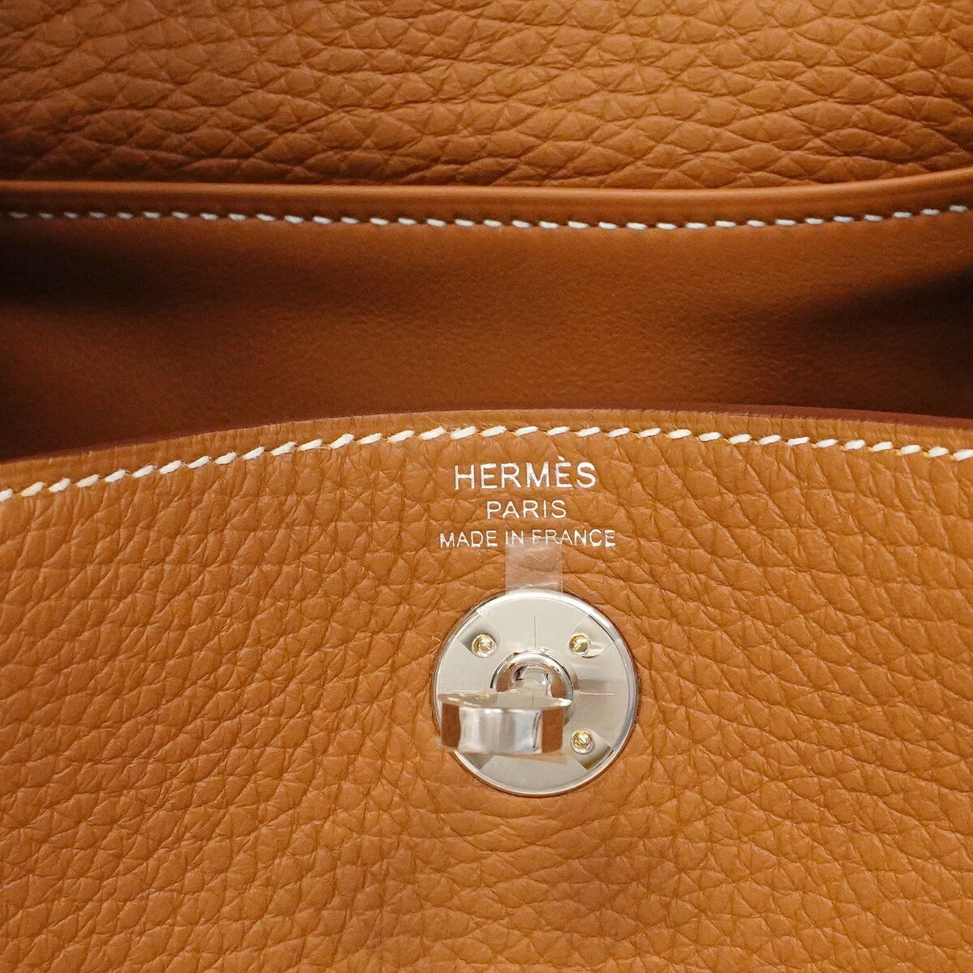 Hermes Gold Taurillon Clemence Leather Handbag (Pre-Owned)