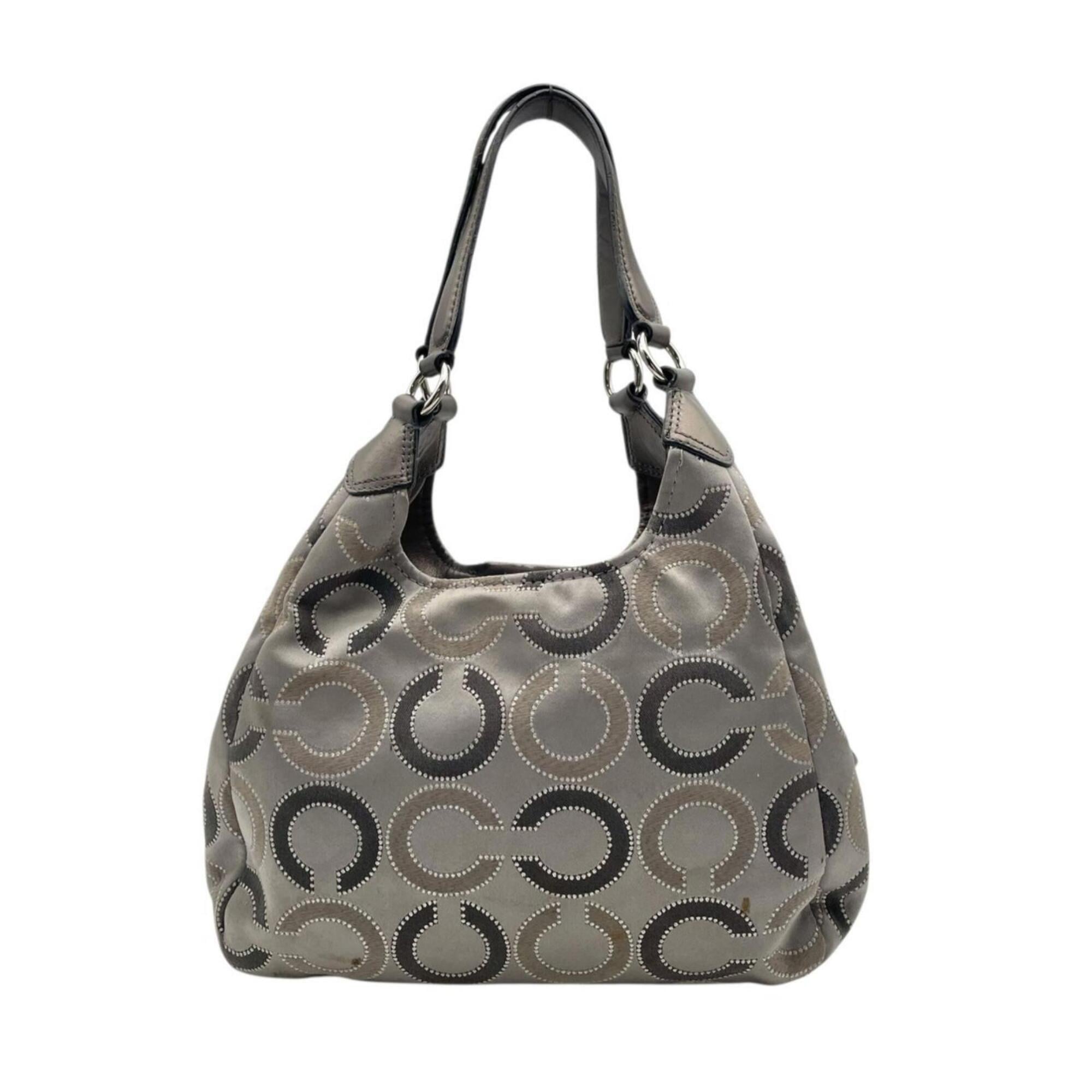 Coach Dark Gray Gray Canvas Leather Shoulder Bag (Pre-Owned)