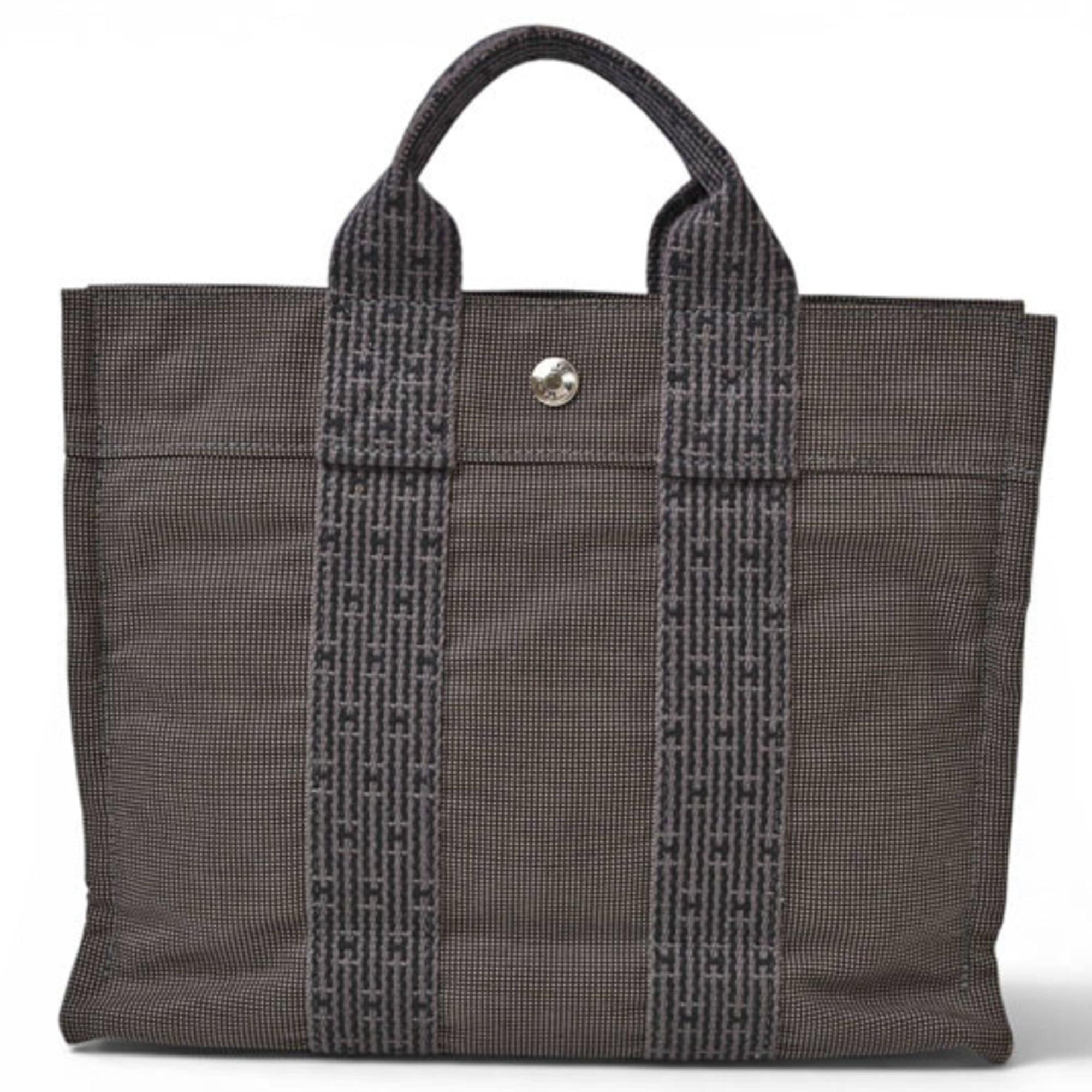 Hermes Her Line Gray Nylon Handbag Tote Bag (Pre-Owned)