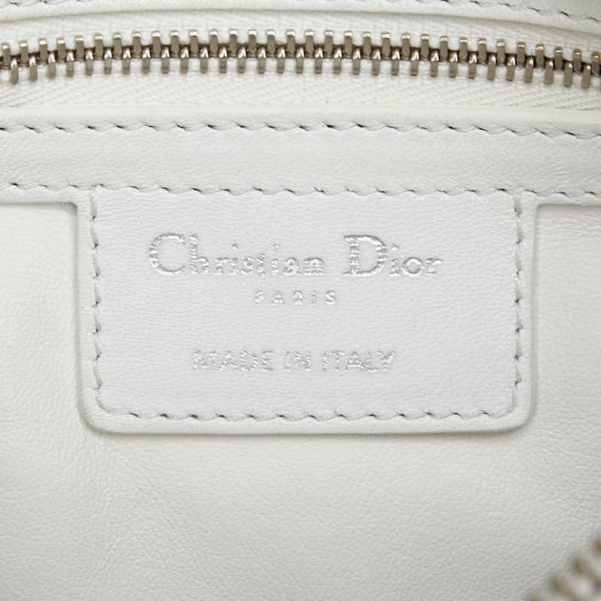 Christian Dior Multi-Color White Canvas Leather Handbag (Pre-Owned)
