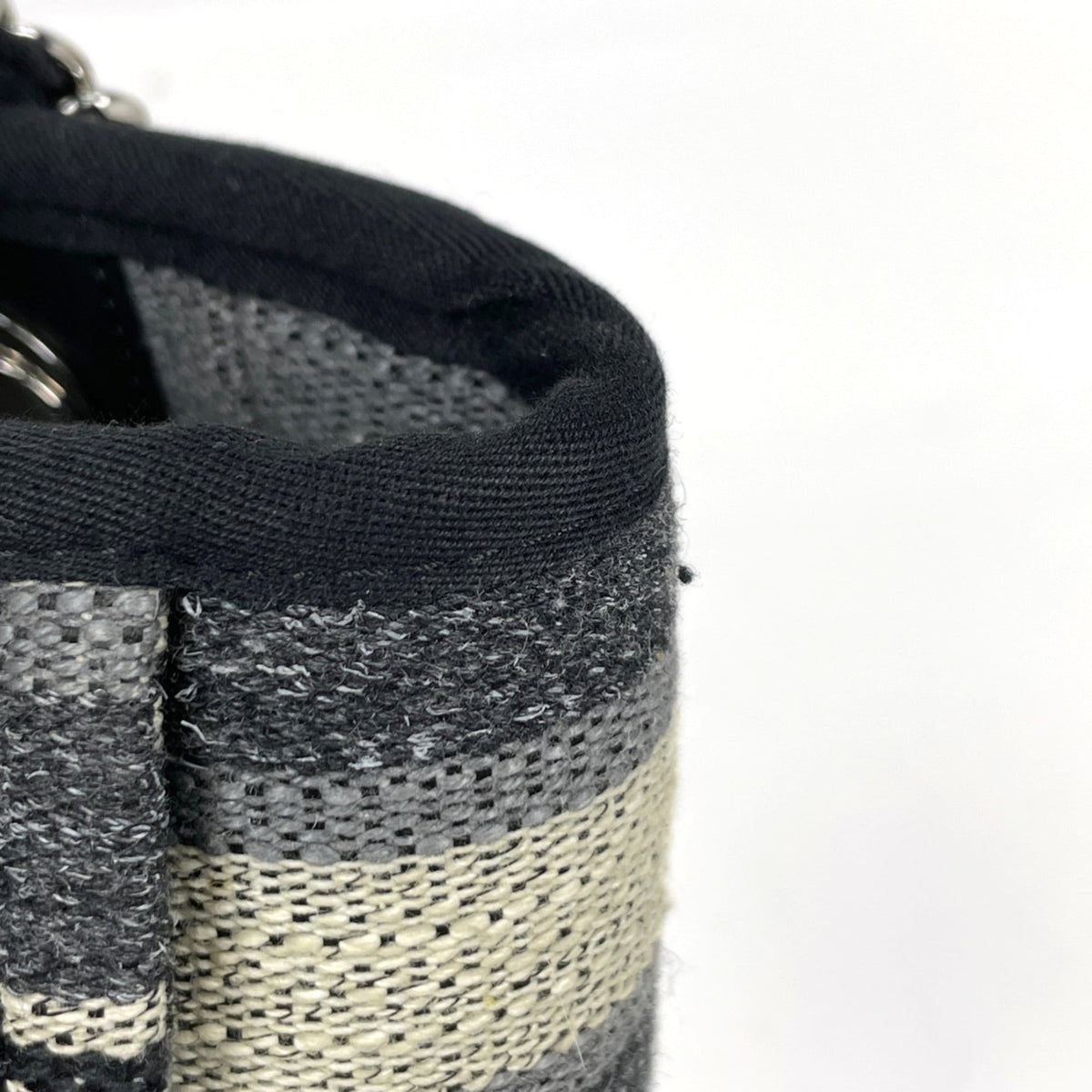 Chanel Black Gray Canvas Leather Tote Bag (Pre-Owned)