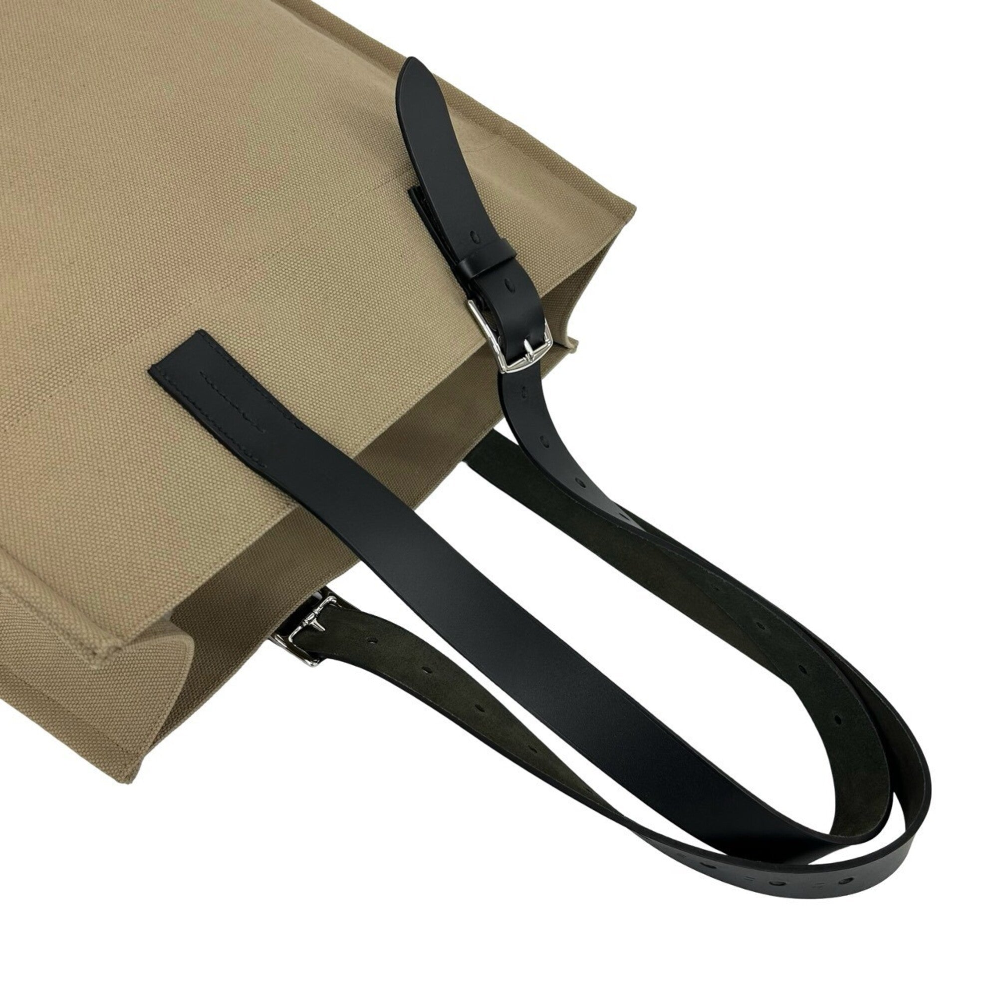 Hermes Black Brown Canvas Tote Bag (Pre-Owned)
