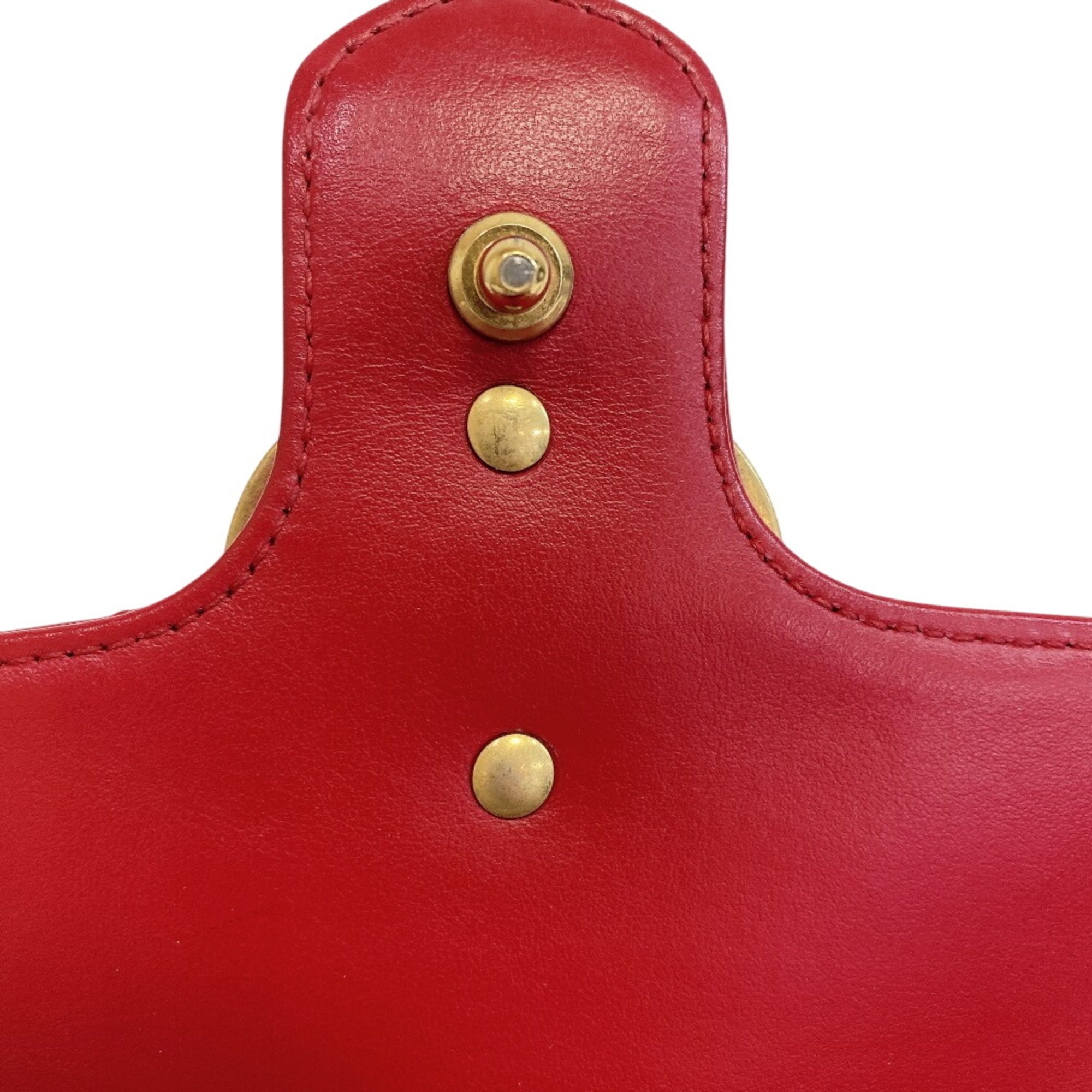 Gucci Red Color Leather Shoulder Bag (Pre-Owned)