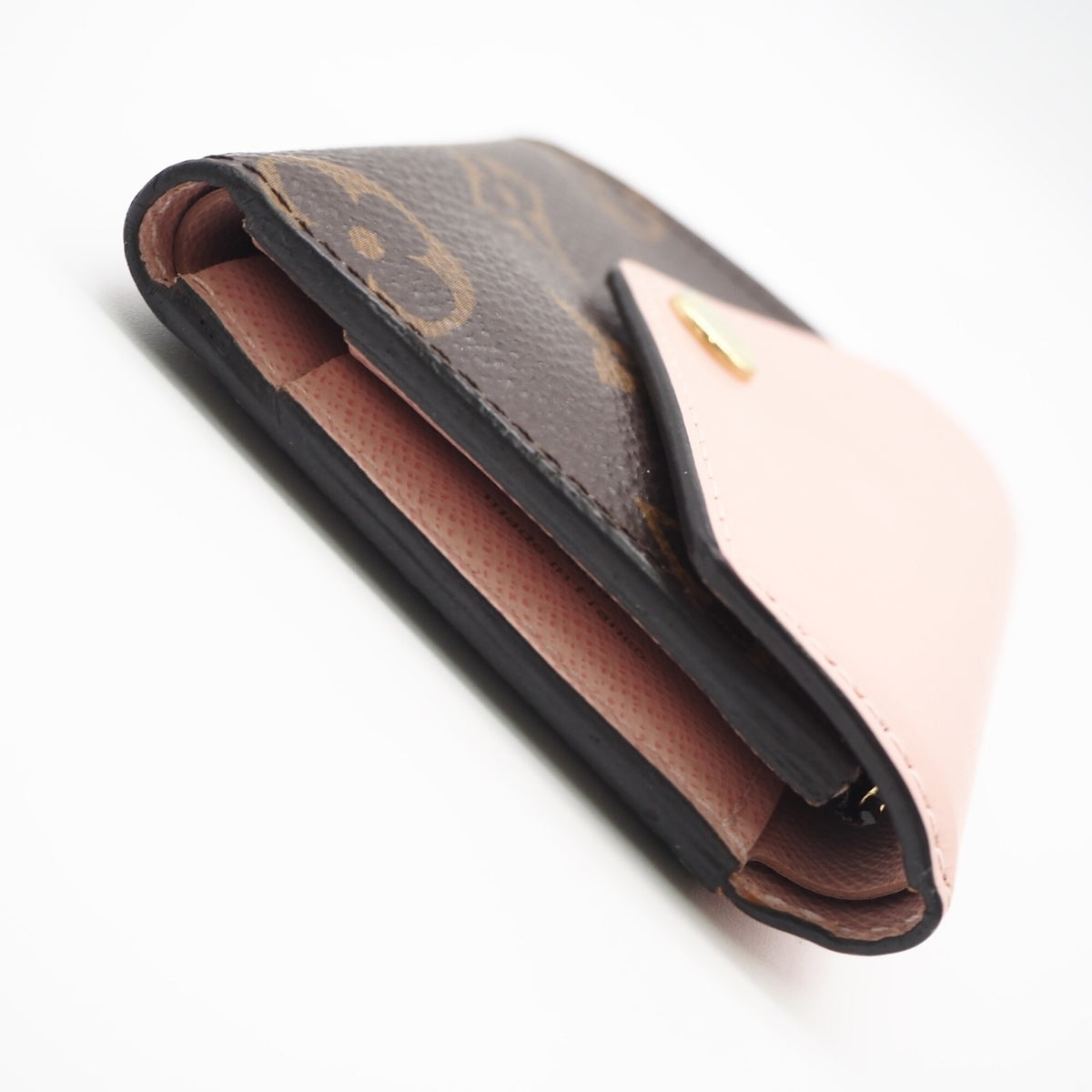 Louis Vuitton Monogram Beige Brown Pink Coated Canvas Wallet (Tri-Fold) (Pre-Owned)