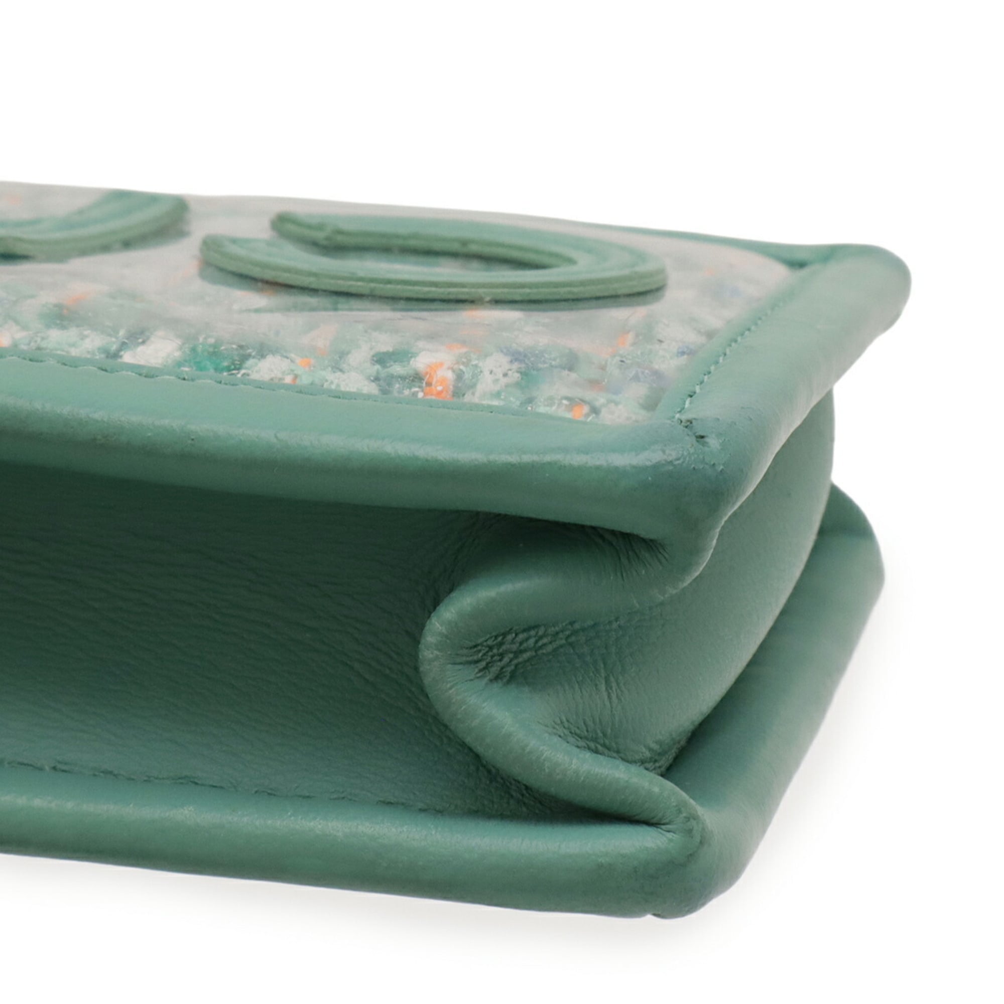 Chanel Blue Green Clear Multi-Color Tweed Vinyl Leather Shoulder Bag (Pre-Owned)