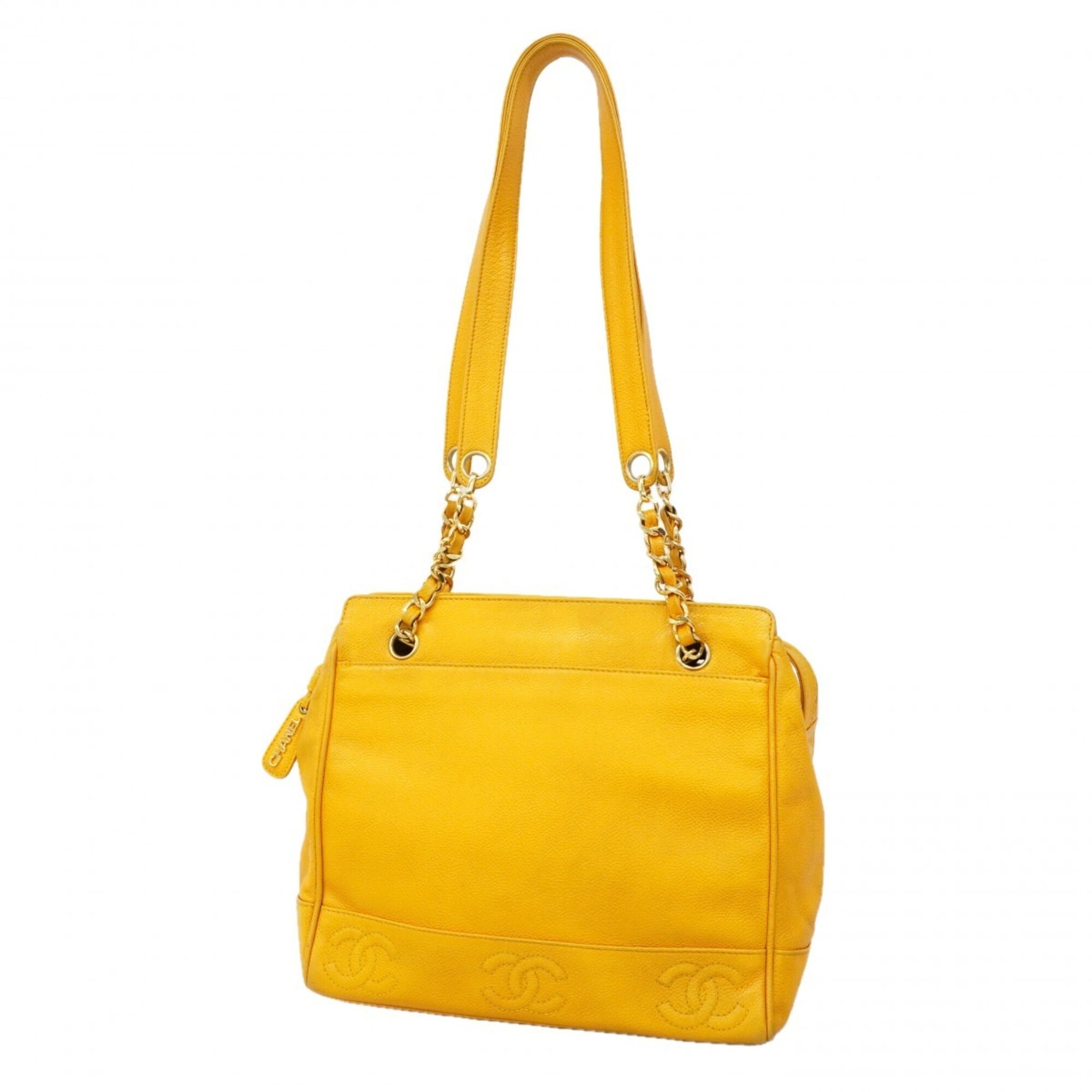 Chanel Yellow Grained Calfskin Shoulder Bag (Pre-Owned)