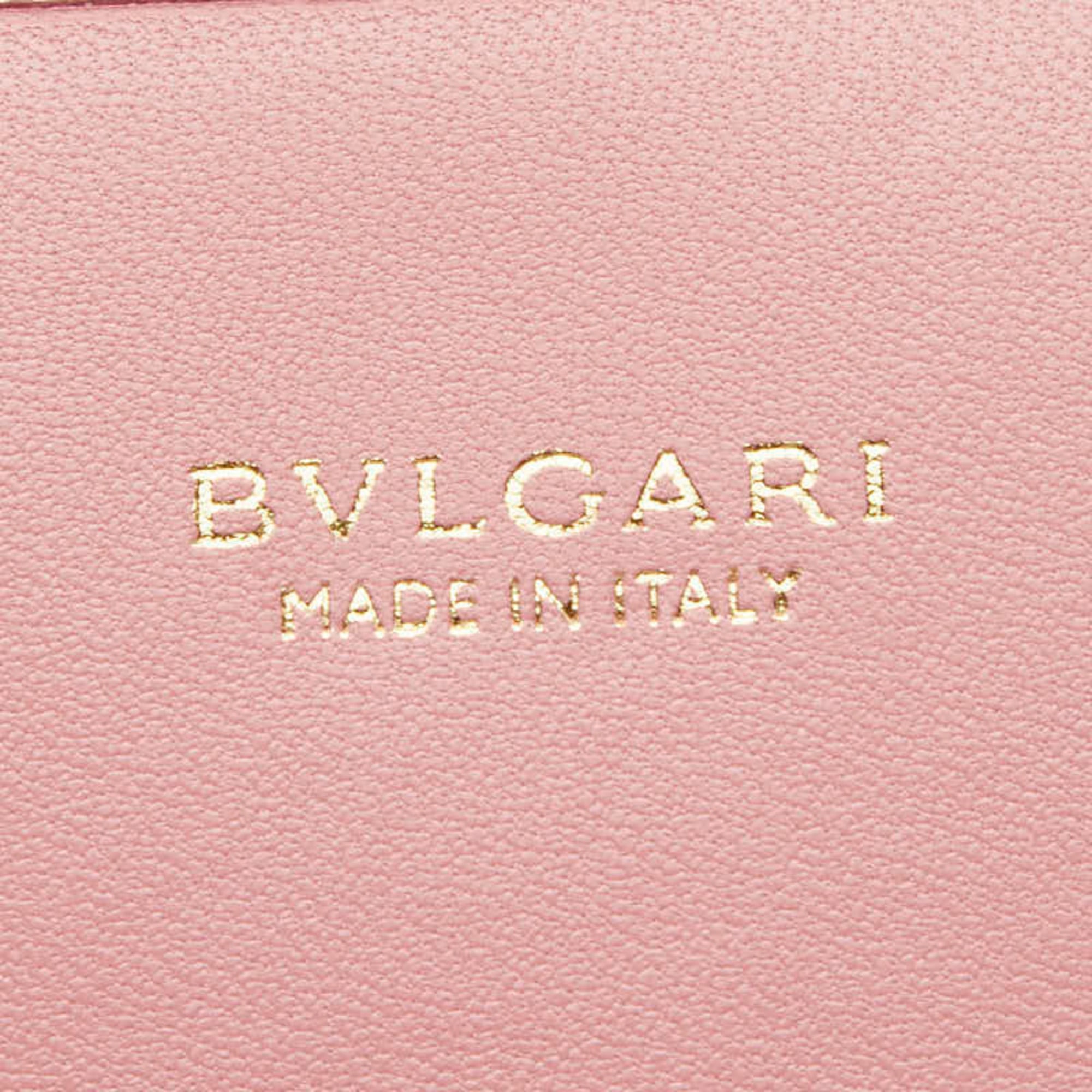 Bvlgari Pink Leather Long Wallet (Bi-Fold) (Pre-Owned)