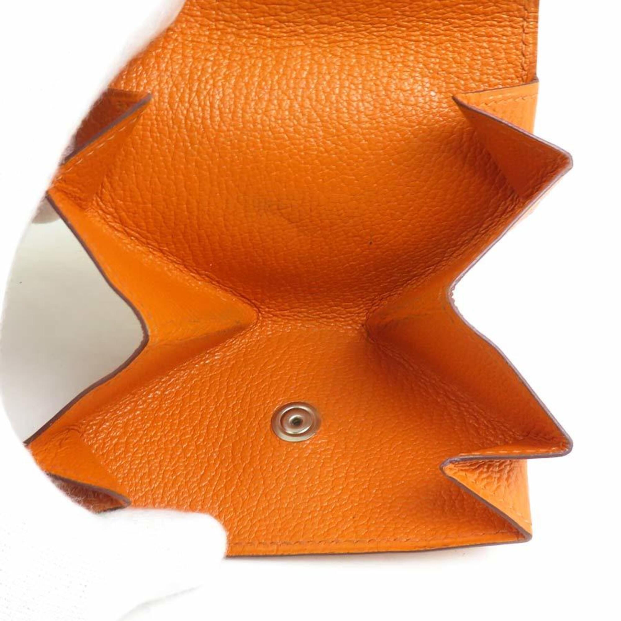 Hermes Orange Leather Coin Purse/Coin Case (Pre-Owned)
