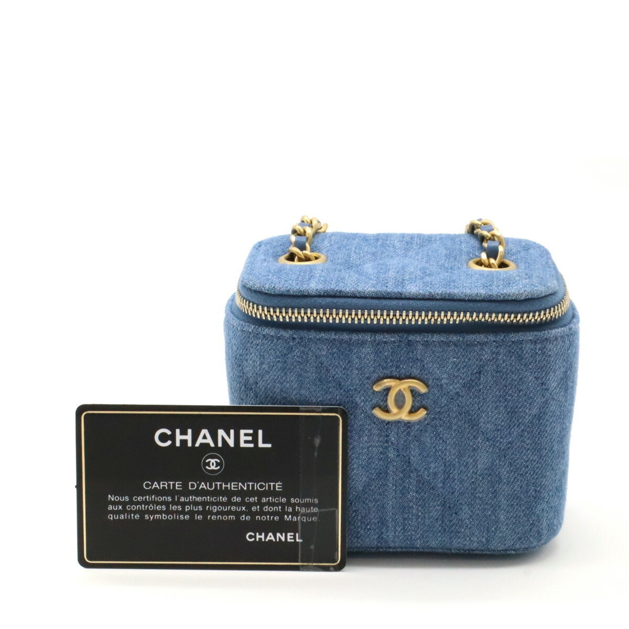 Chanel Blue Denim Leather Shoulder Bag (Pre-Owned)