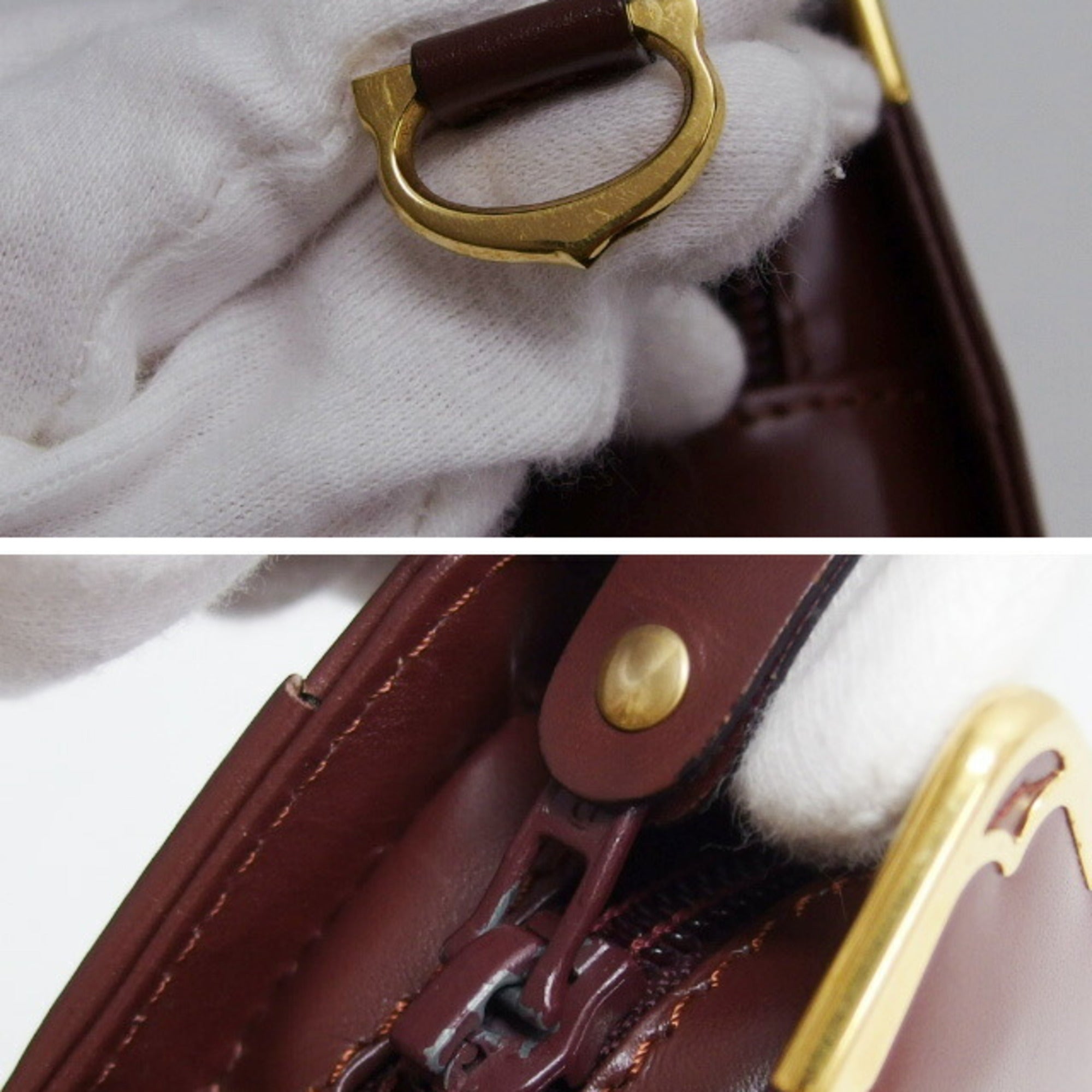 Cartier Bordeaux Red Color Leather Clutch Bag Pouch (Pre-Owned)