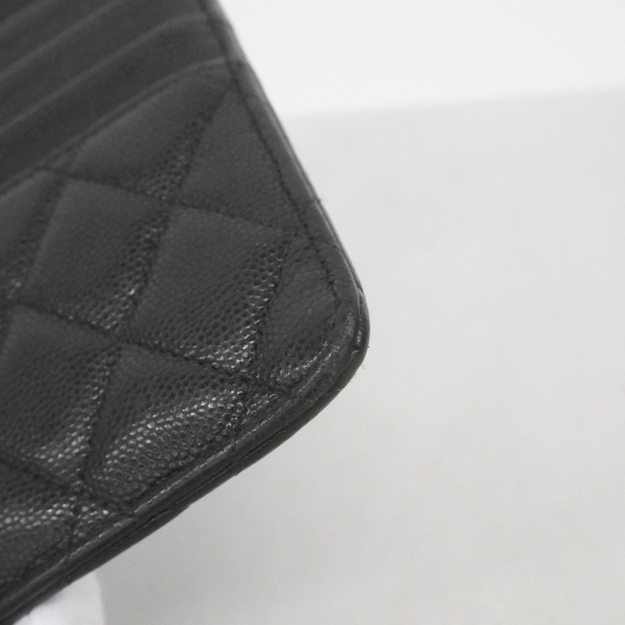 Chanel Black Grained Calfskin Long Wallet (Bi-Fold) (Pre-Owned)