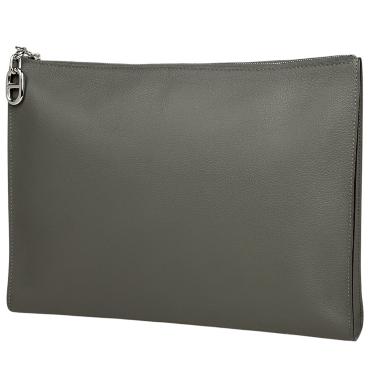 Hermes Gray Evercalf Leather Clutch Bag (Pre-Owned)