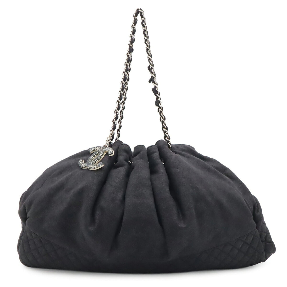 Chanel Matelasse Black Cotton Jersey Shoulder Bag (Pre-Owned)