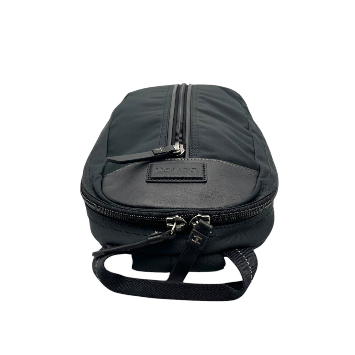 Coach Black Nylon Leather Shoulder Bag Sling Bag (Pre-Owned)