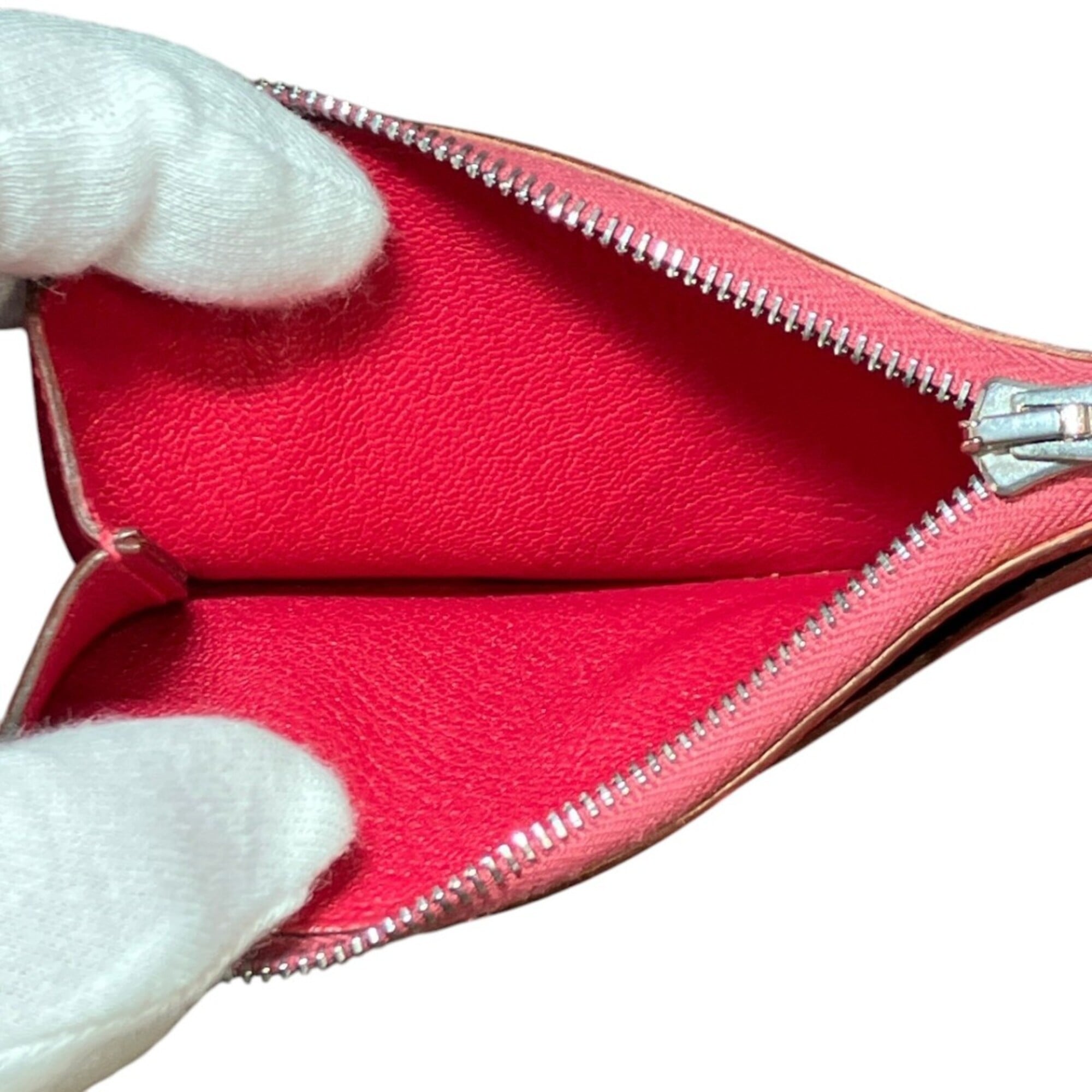 Hermes Red Color Chevre Myzore Leather Coin Purse/Coin Case (Pre-Owned)