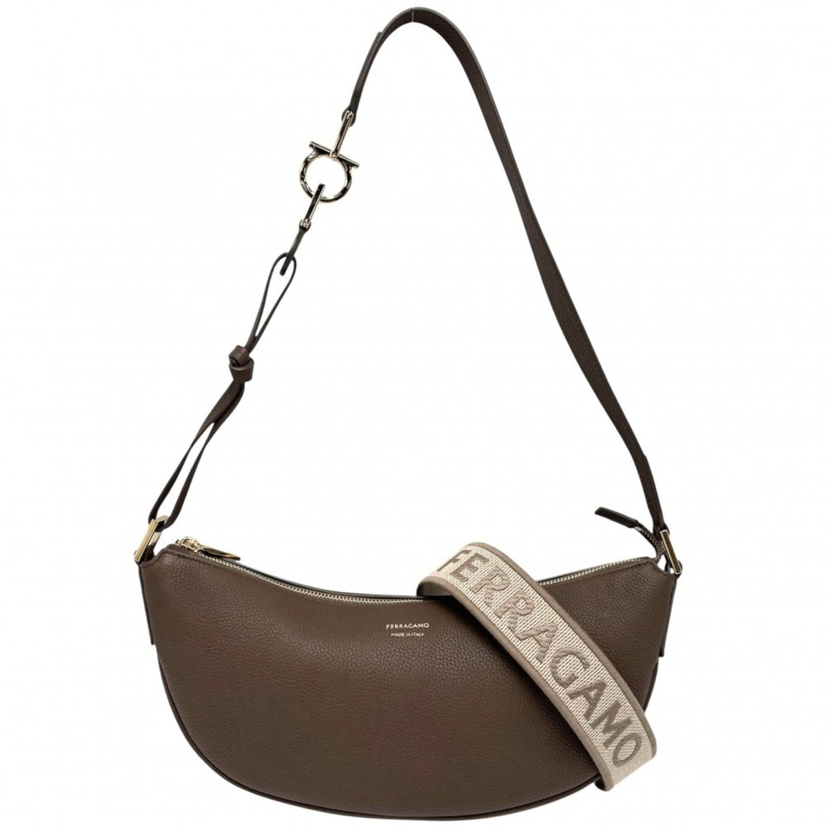 Salvatore Ferragamo Brown Leather Handbag Shoulder Bag (Pre-Owned)