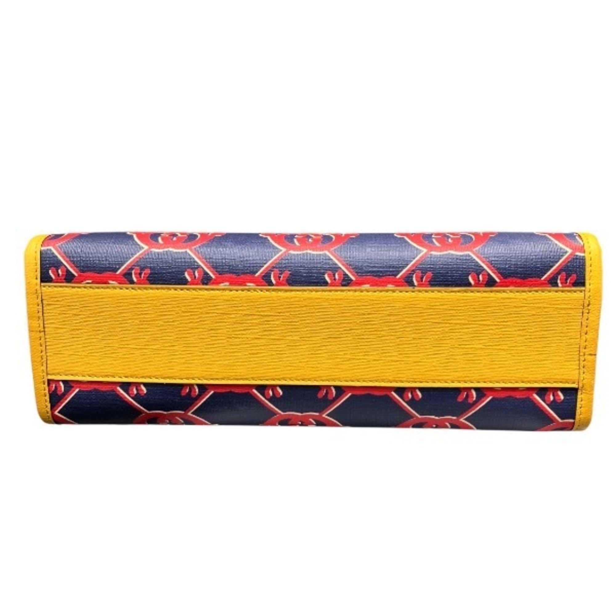 Gucci Navy Yellow Pvc Handbag Tote Bag (Pre-Owned)