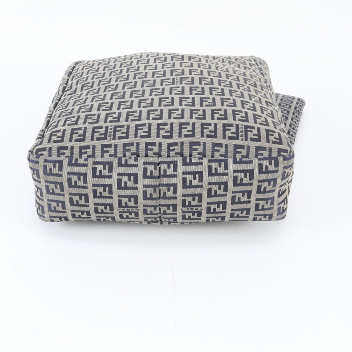 Fendi Gray Navy White Leather Canvas Shoulder Bag Tote Bag (Pre-Owned)