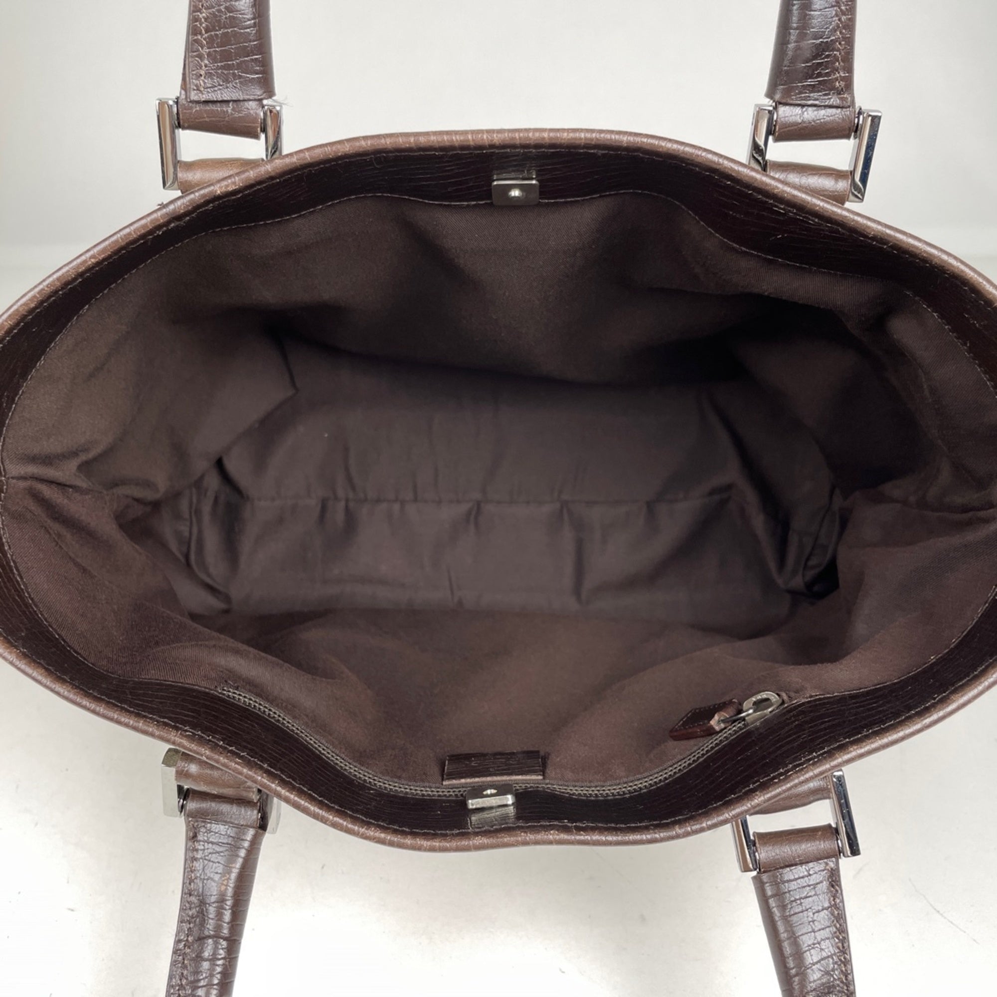 Gucci Brown Coated Canvas Leather Tote Bag (Pre-Owned)