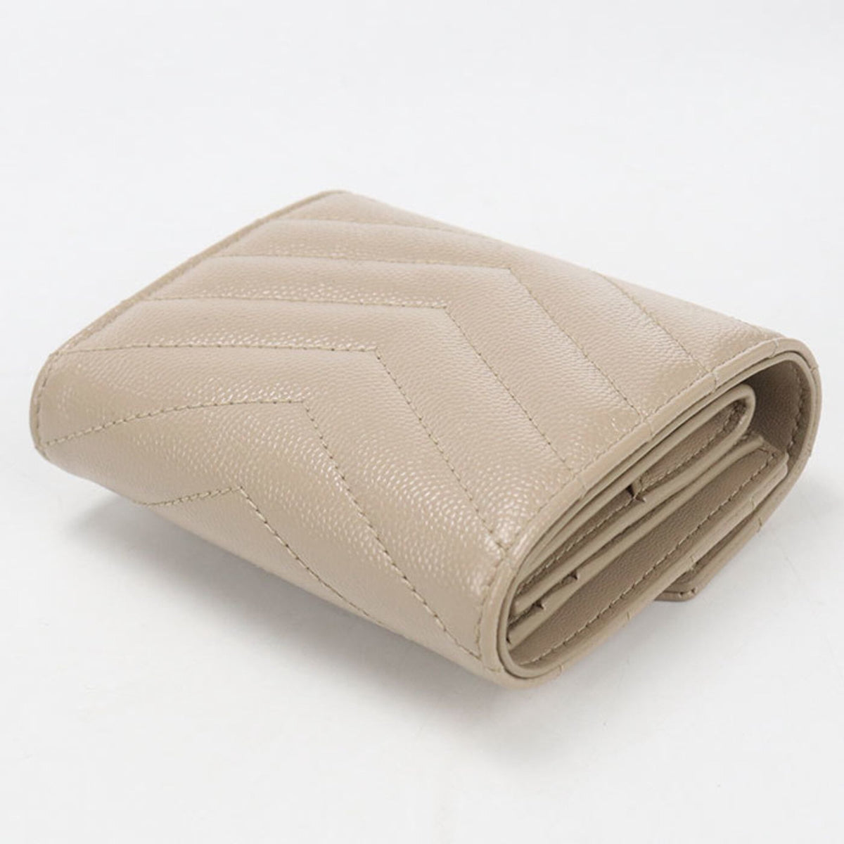 Saint Laurent Beige Leather Wallet (Tri-Fold) (Pre-Owned)