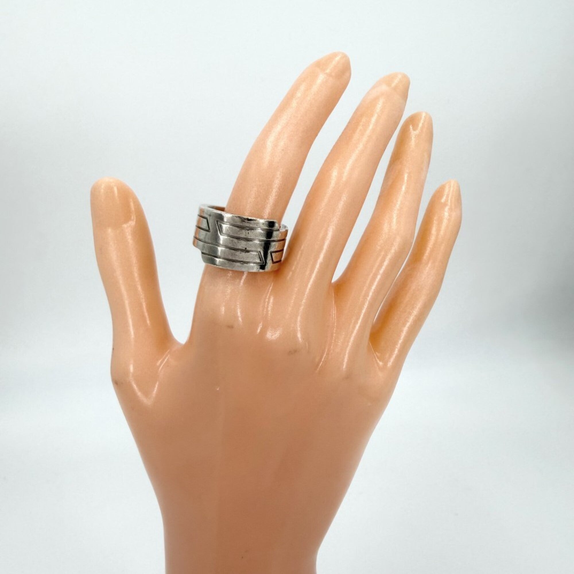 Hermes Silver 925 Band Ring (Pre-Owned)
